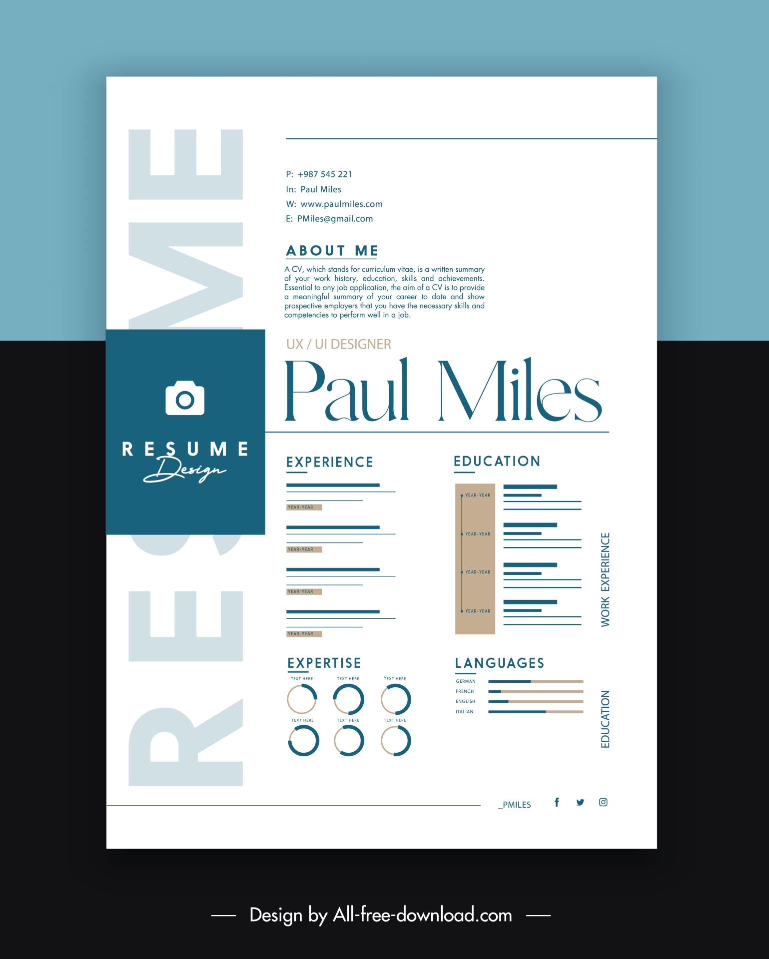 graphic designer cv template elegant flat bright