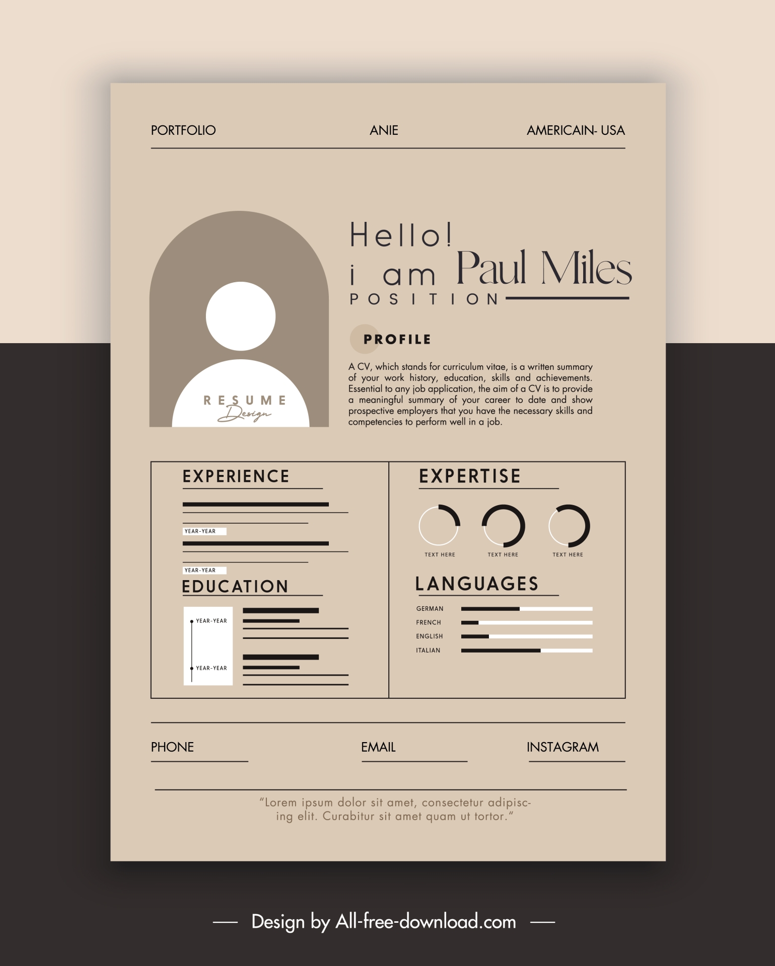 graphic designer cv template flat dark classic