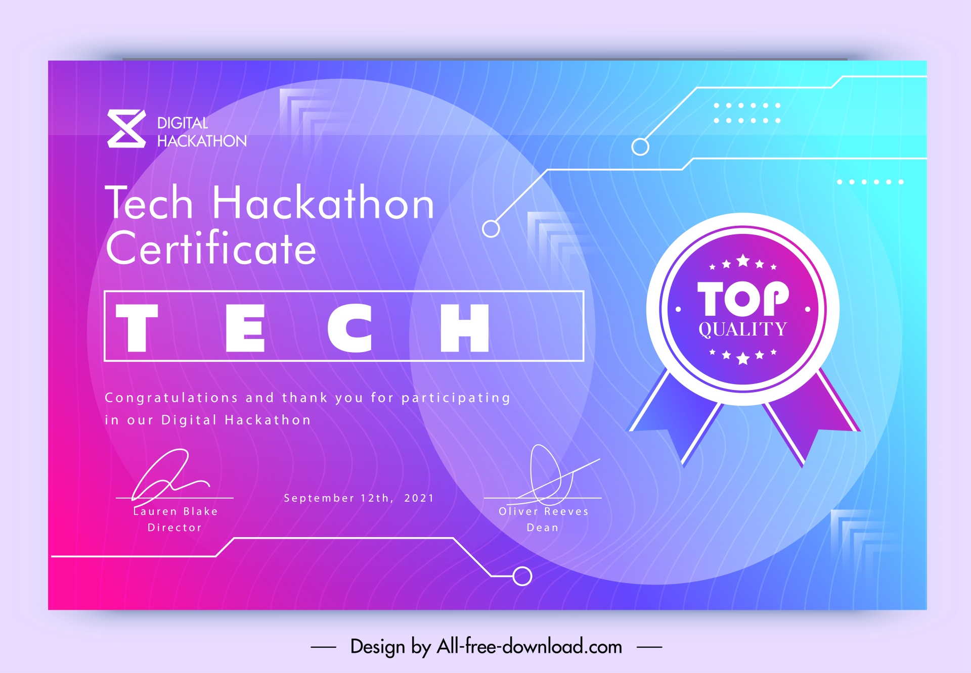 certificate template cmyk flat elegant curves circle 