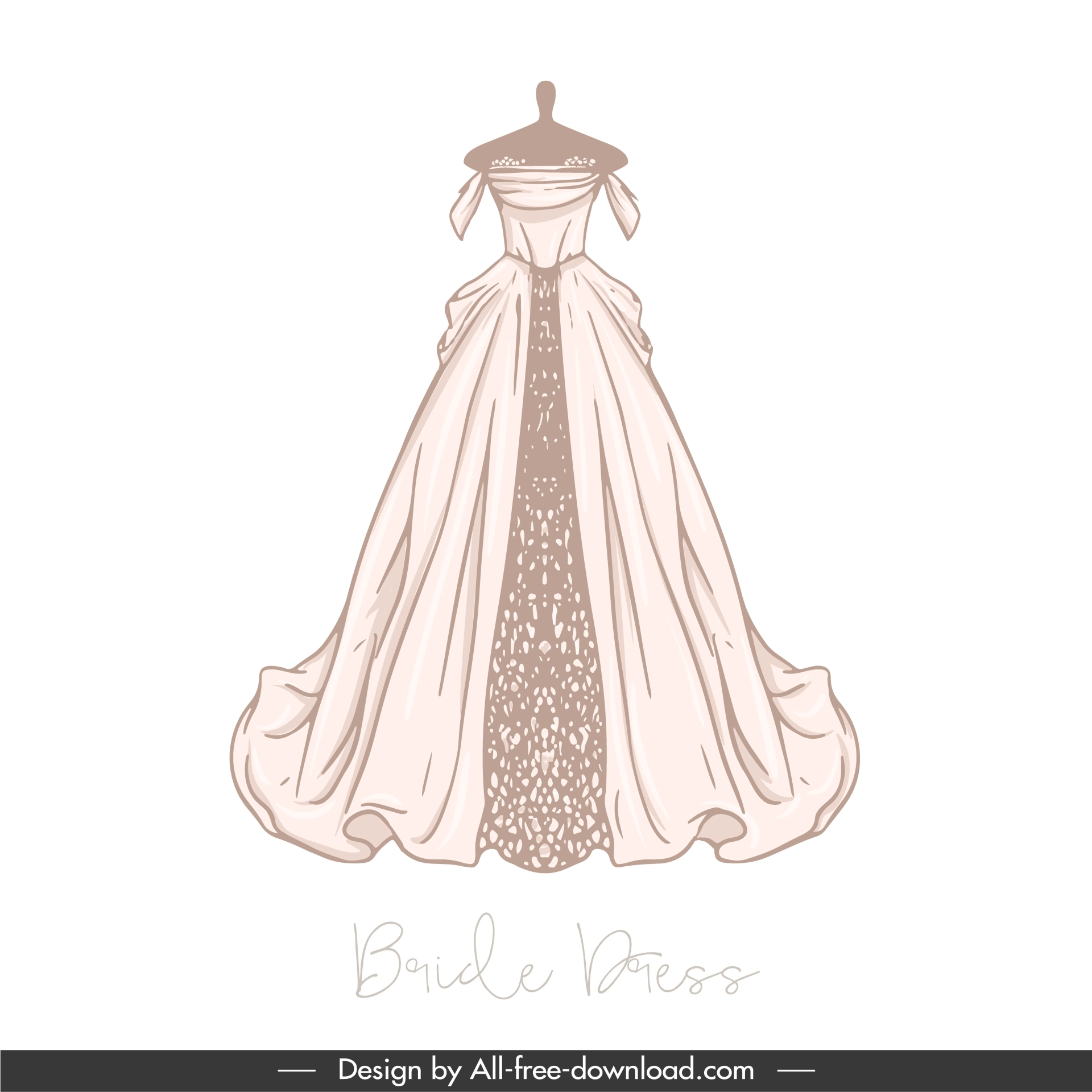 wedding dress template classical handdrawn