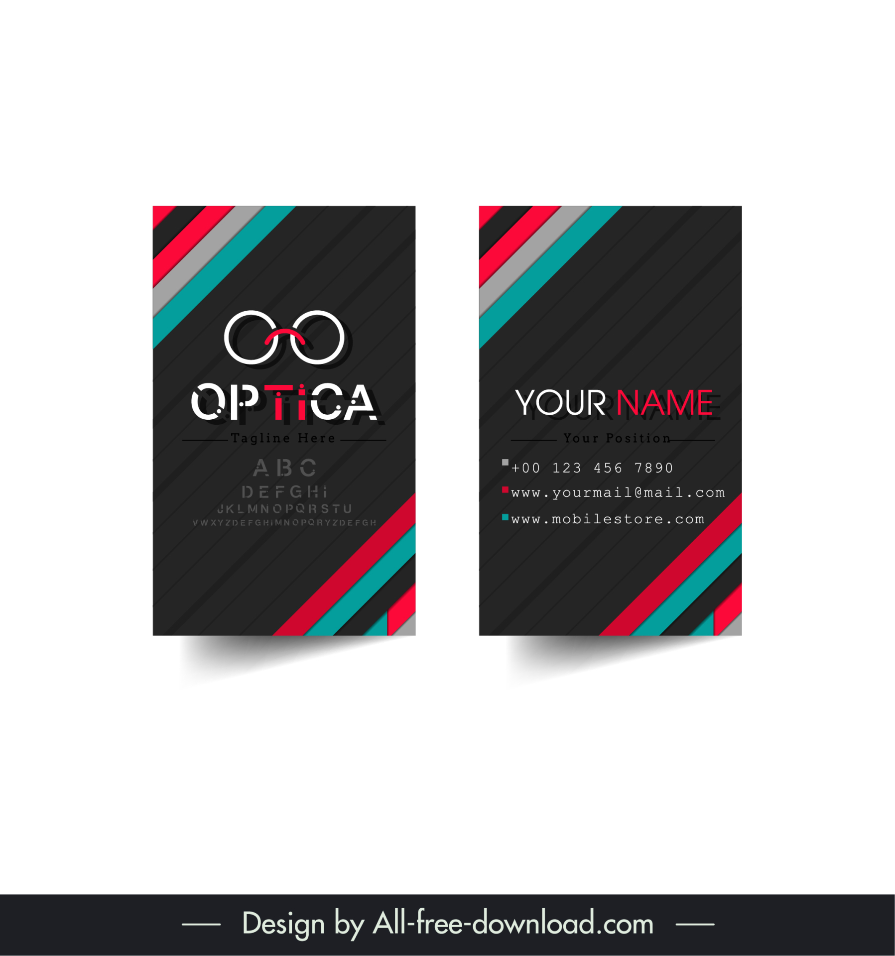 optical business card templates modern dark stripes