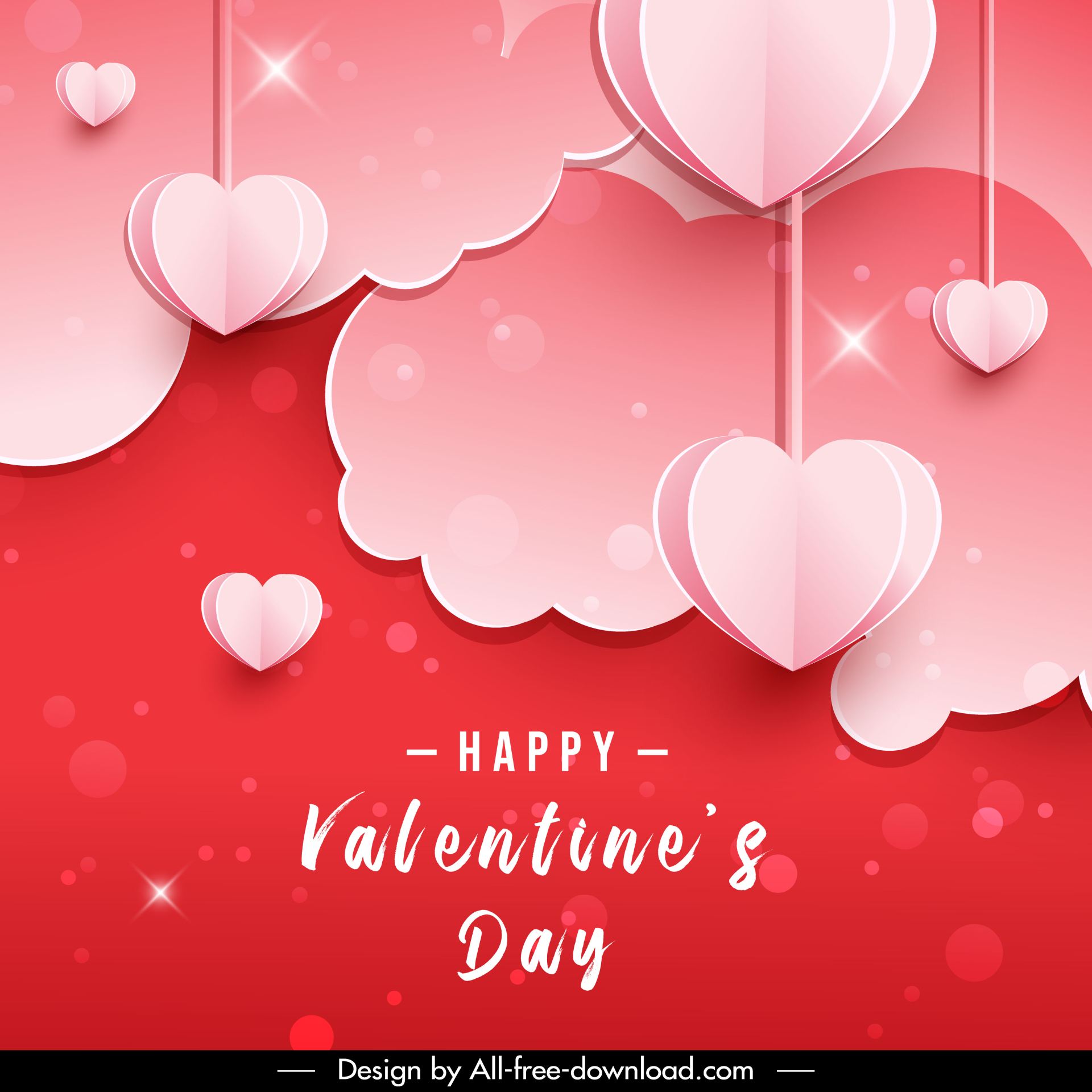 heart background template modern 3d hearts clouds