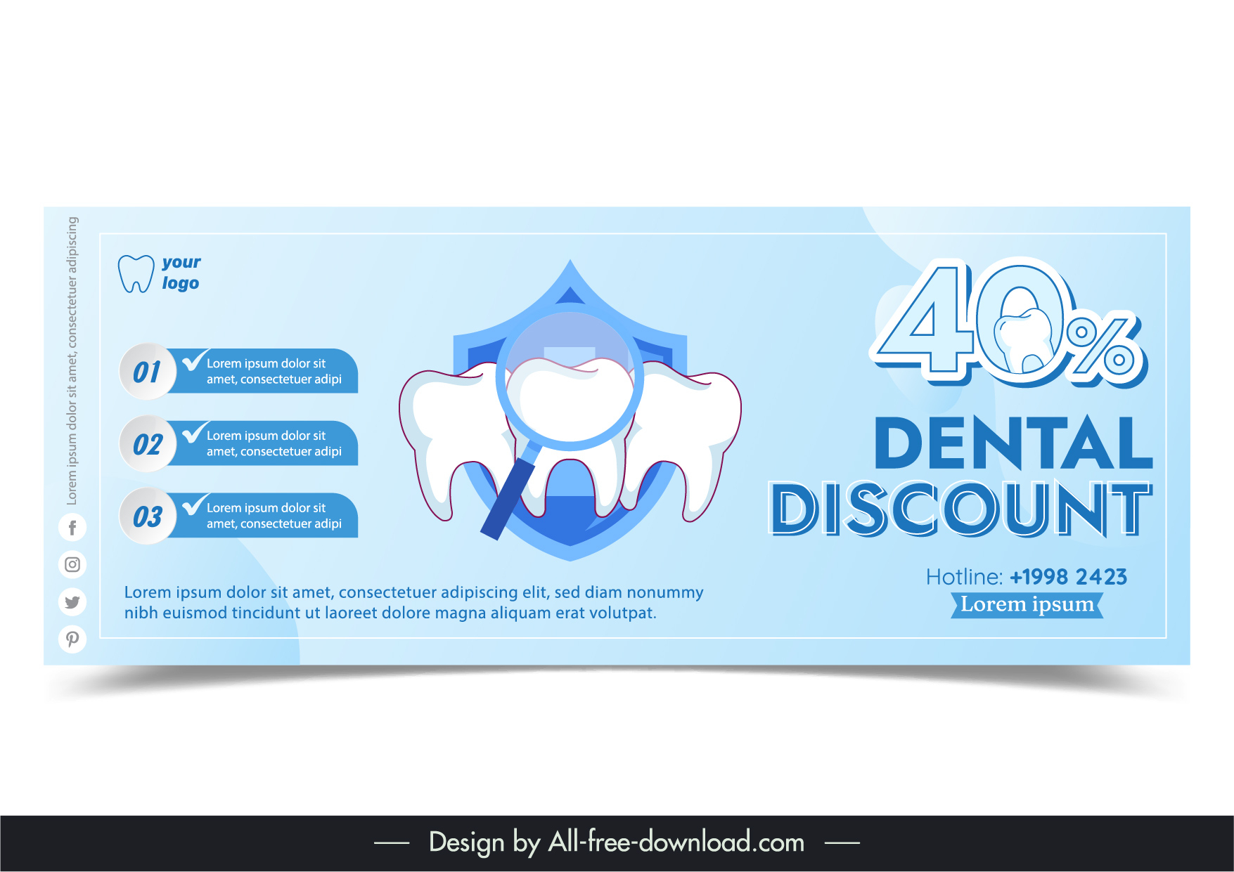 dental discount banner template elegant flat  