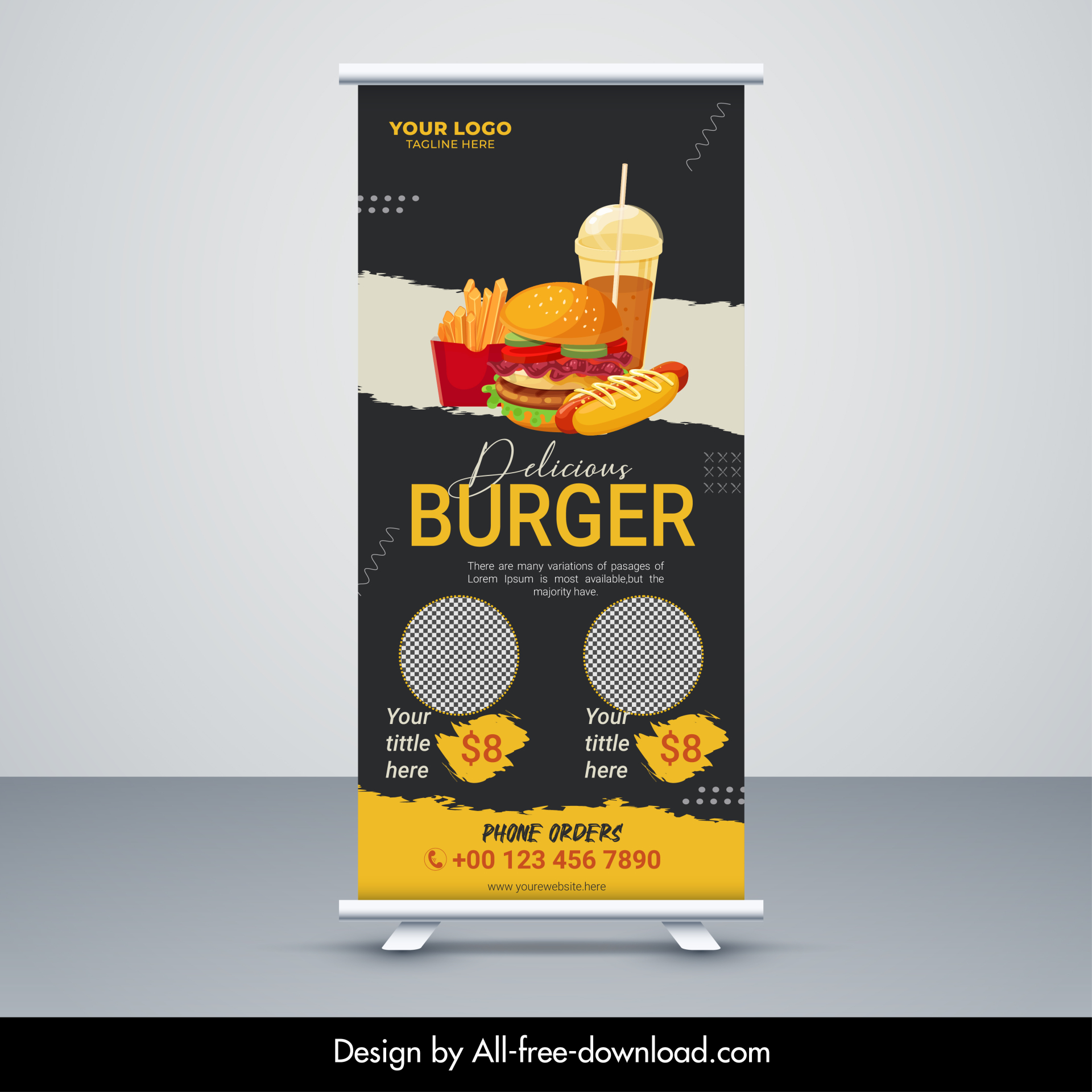  fast food restaurant banner template standee shape