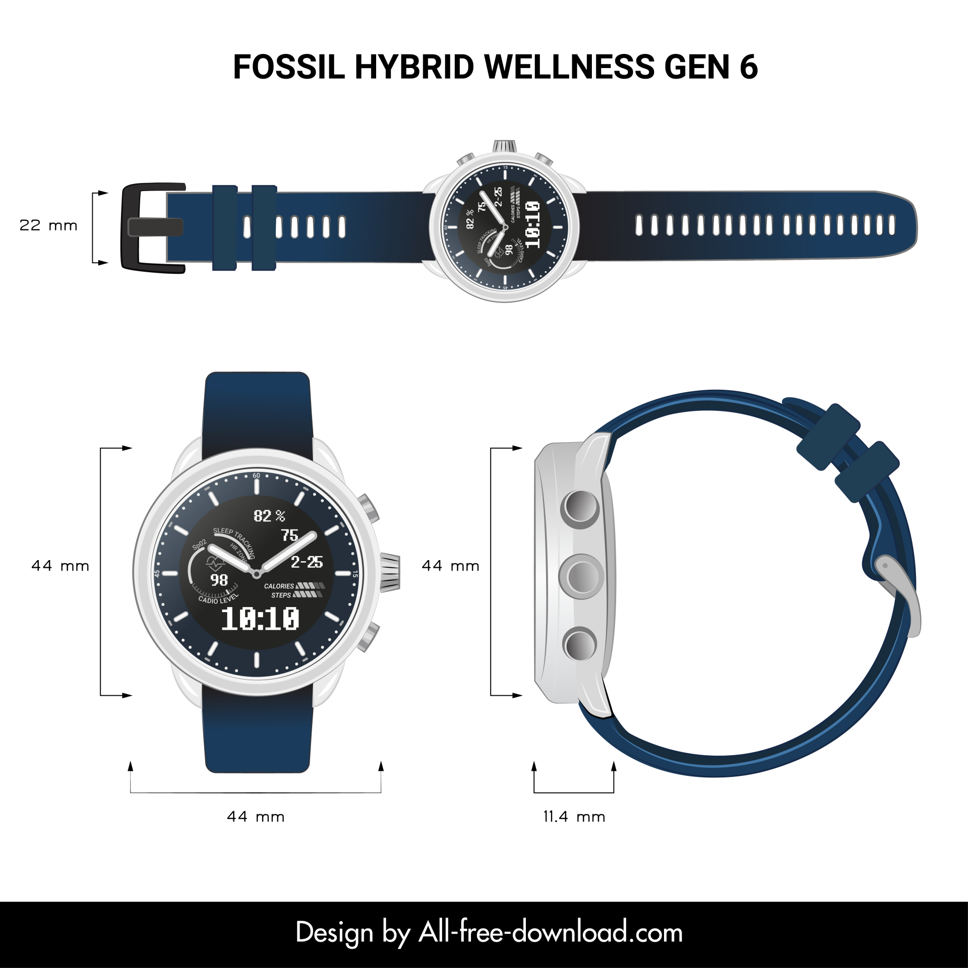 fossil hybrid wellness gen 6 watch design elements modern design