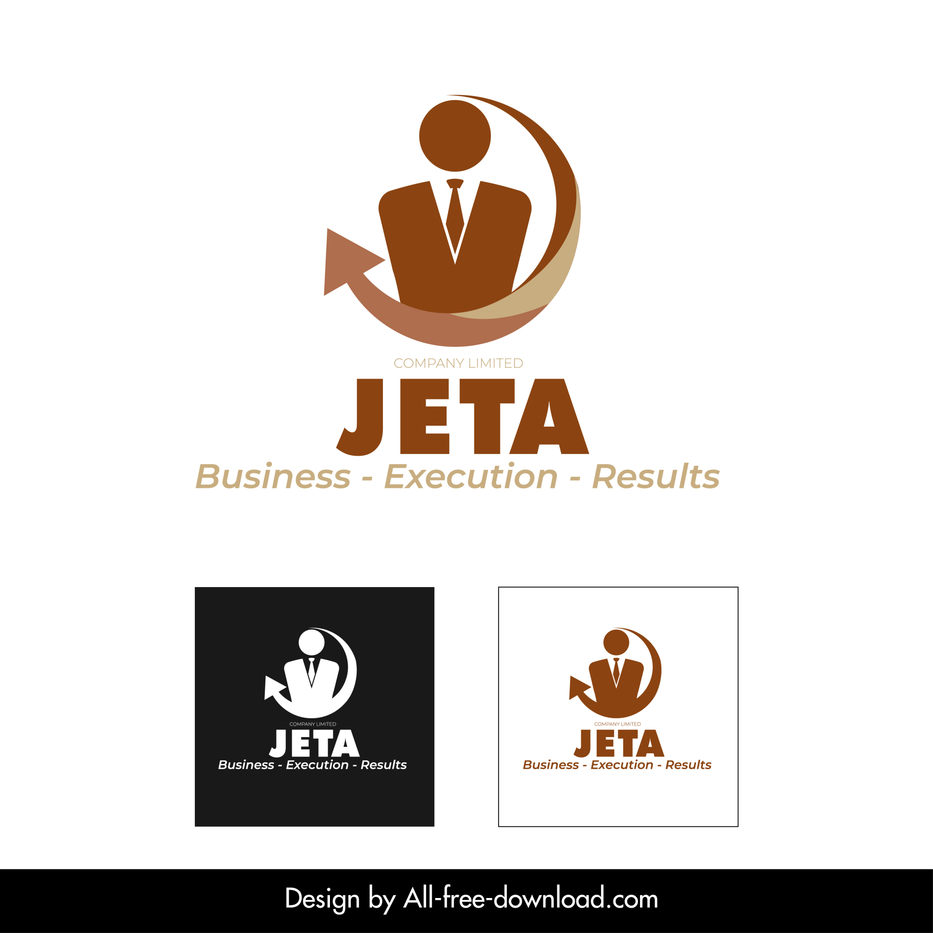 jeta company limited logo template man icon sketch swirled arrow shape decor