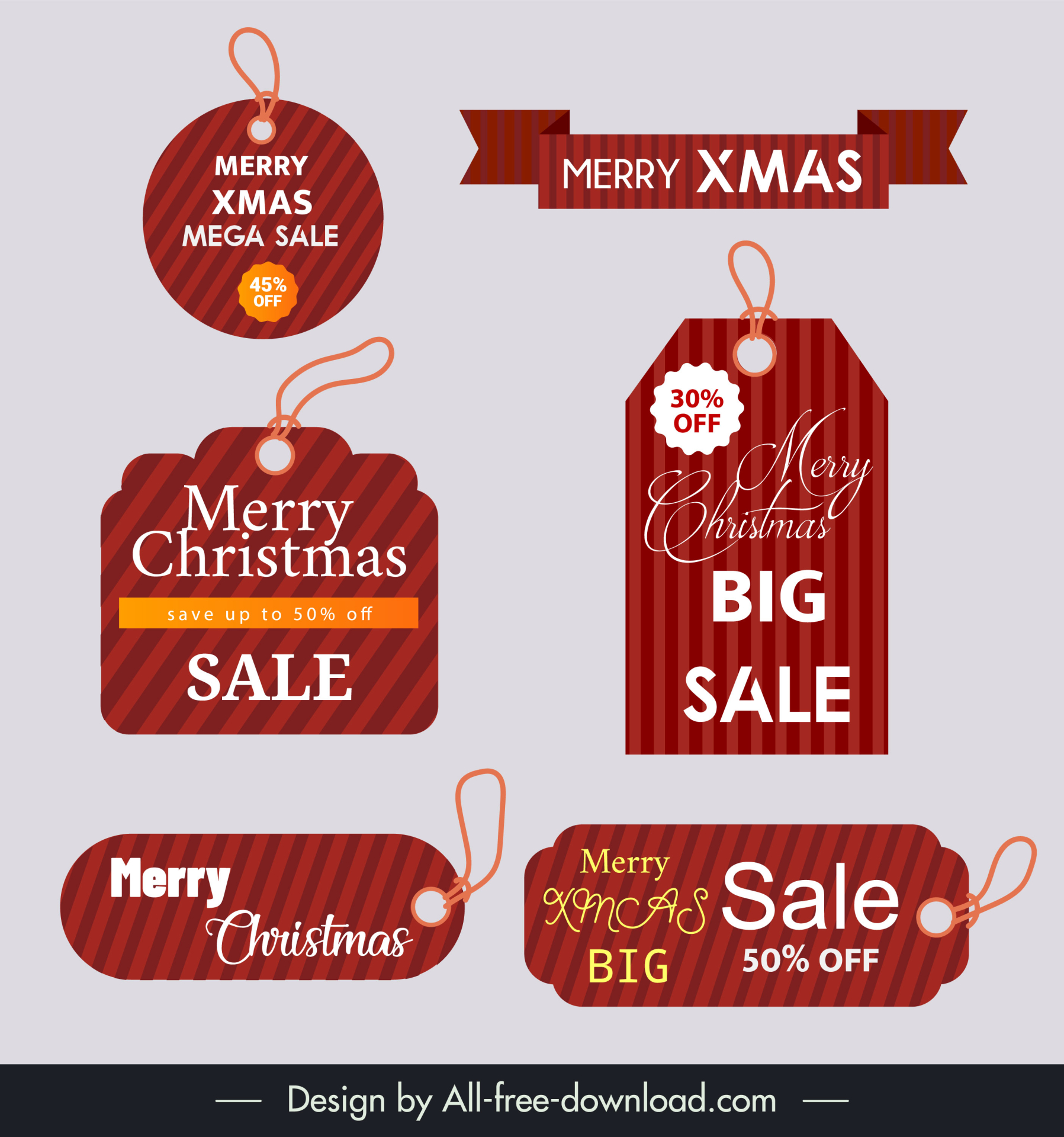 christmas sale tags collection elegant stripes shapes decor 