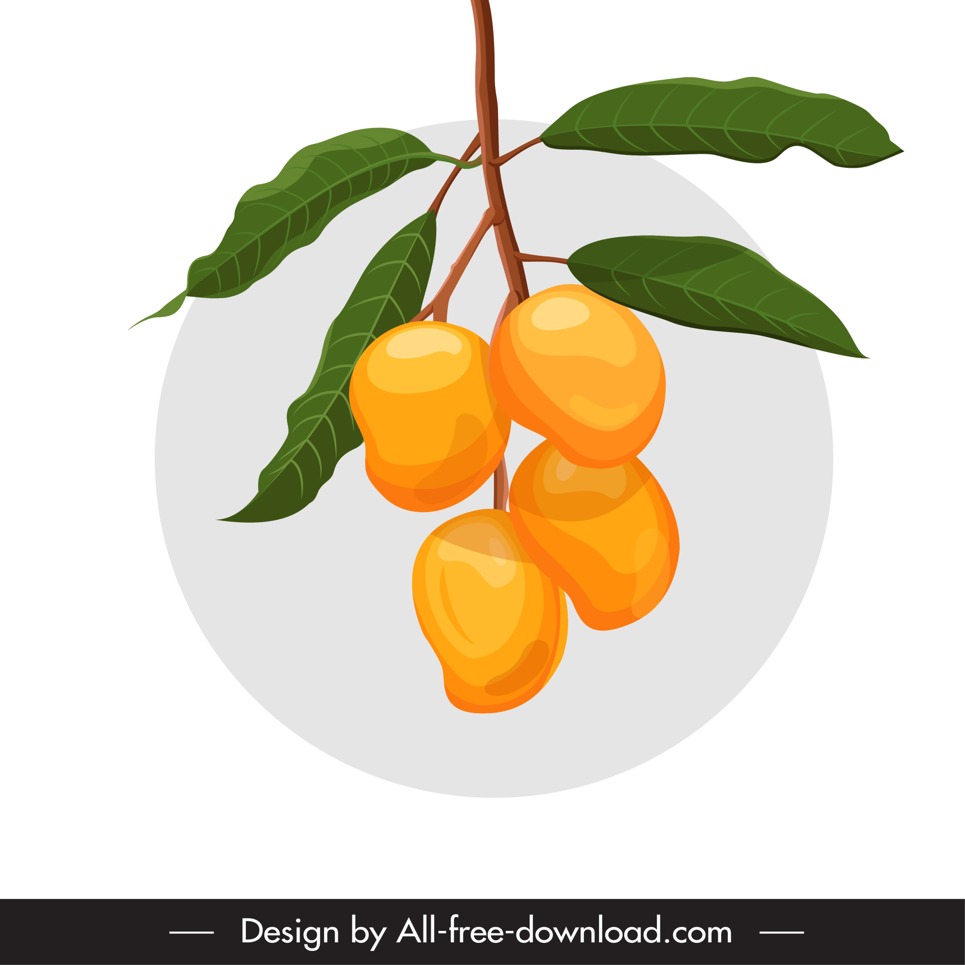 mango branch icon flat classical fruit leaves sketch 