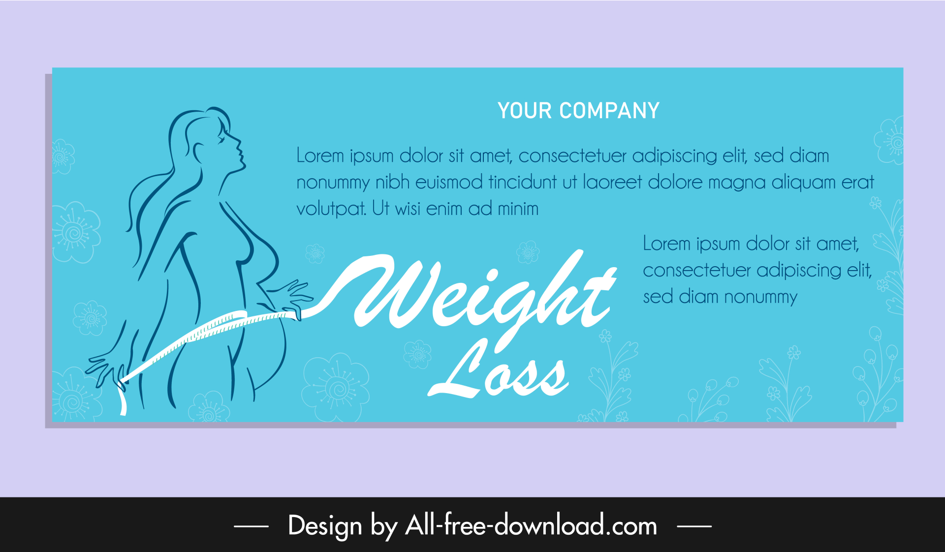 weight loss concept banner woman body sketch handdrawn design 