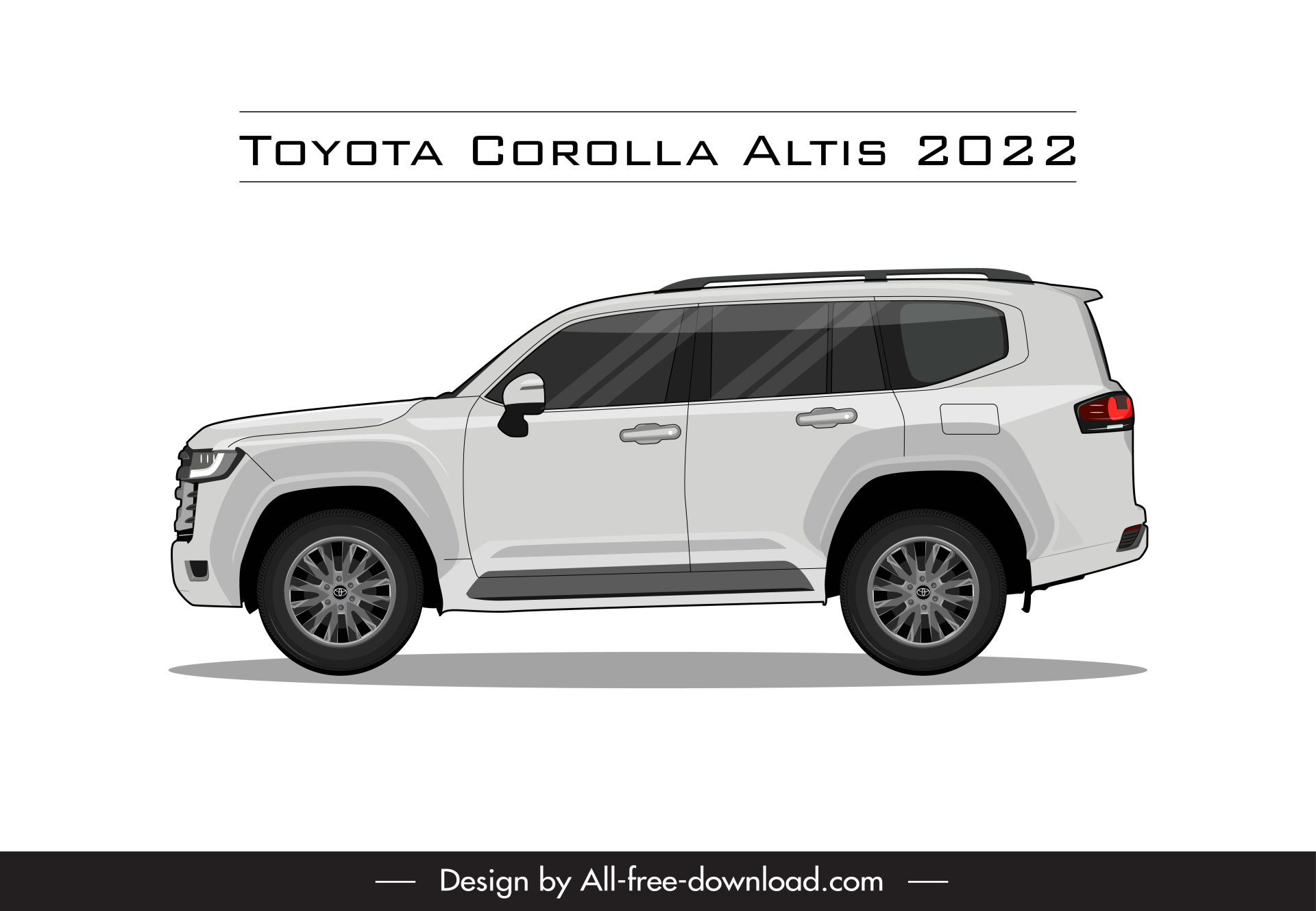 toyota land cruiser 2022 car advertising template modern flat side view design 