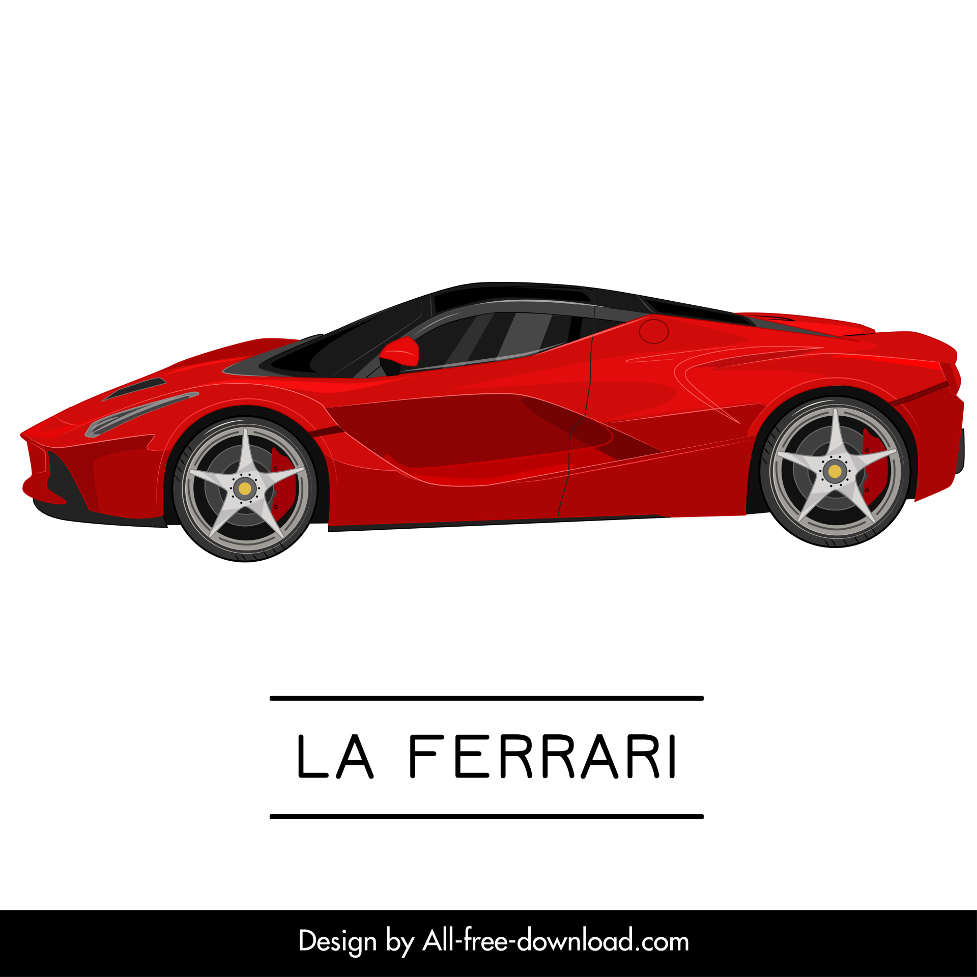 la ferrari car model icon modern flat side view outline