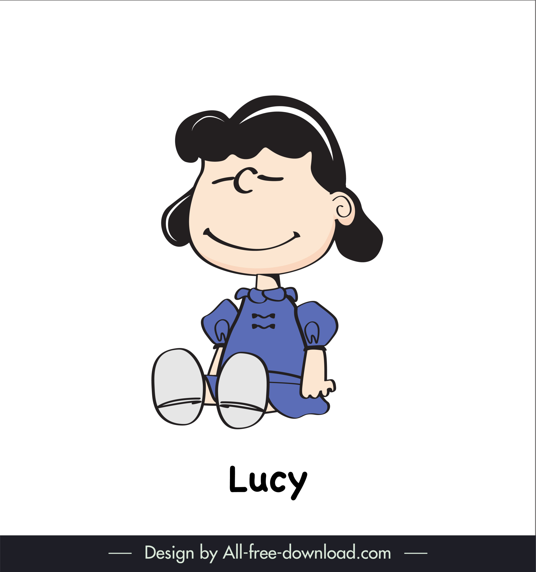 lucy of peanut snoopy icon cute handdrawn cartoon character outline sitting girl sketch