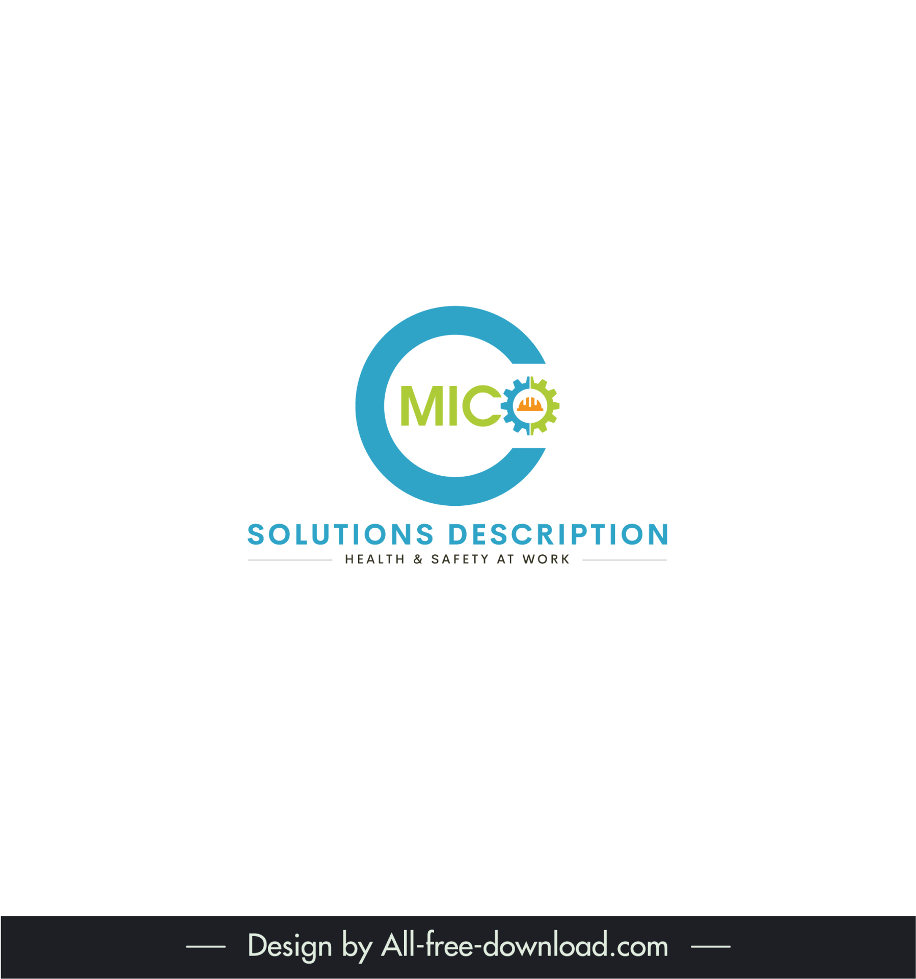 logo mico solutions description template flat elegant stylized text gears sketch