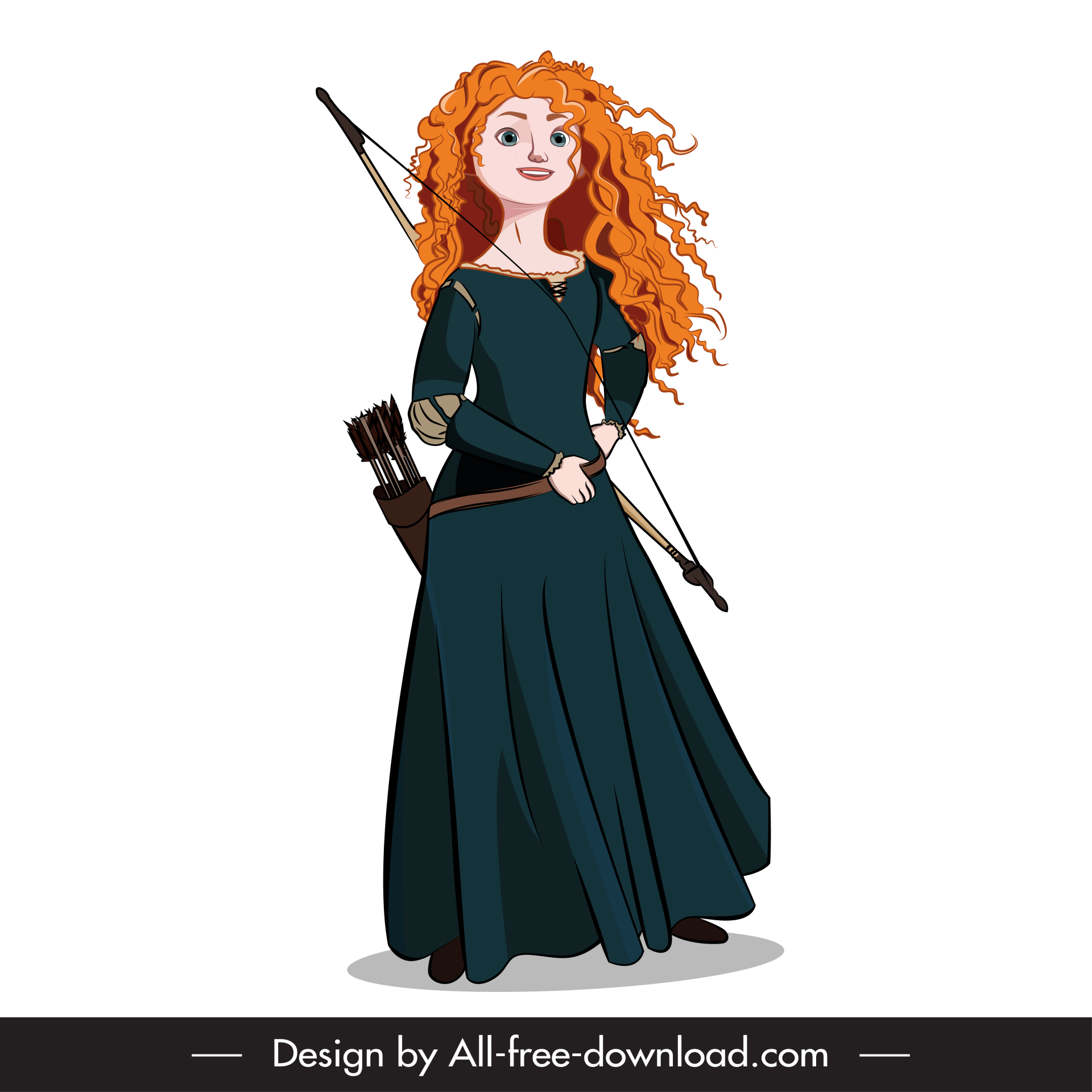 merida disney character icon cartoon design lady arrow bow sketch