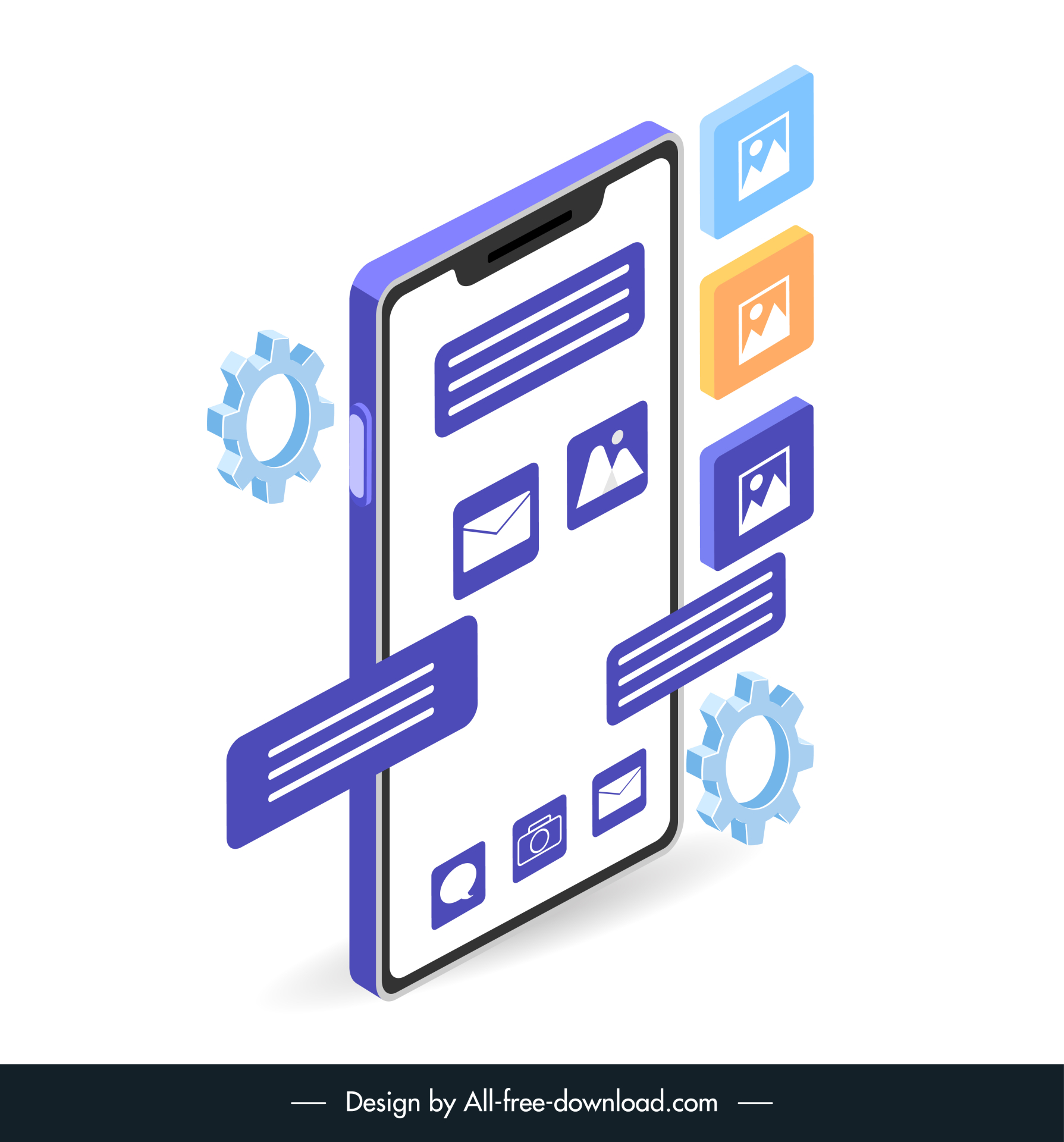 mobile app development service design elements 3d ui symbols sketch