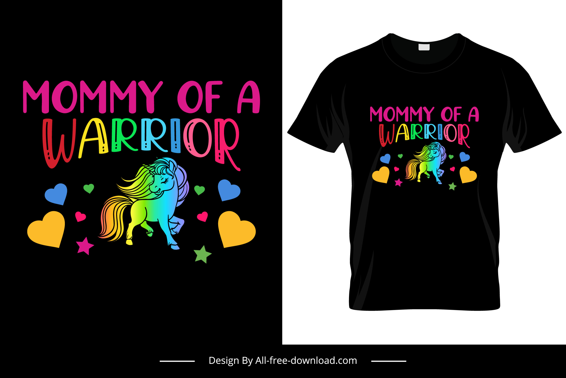 mommy of a warrior tshirt template handdrawn horst hearts stars decor 