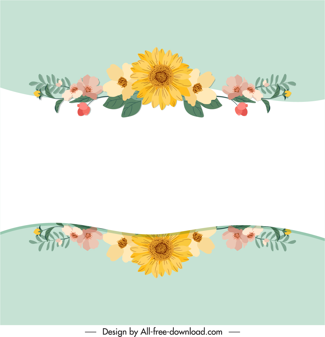 floral card cover template elegant symmetric decor