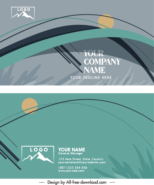 business card templates elegant classical grass curves sketch