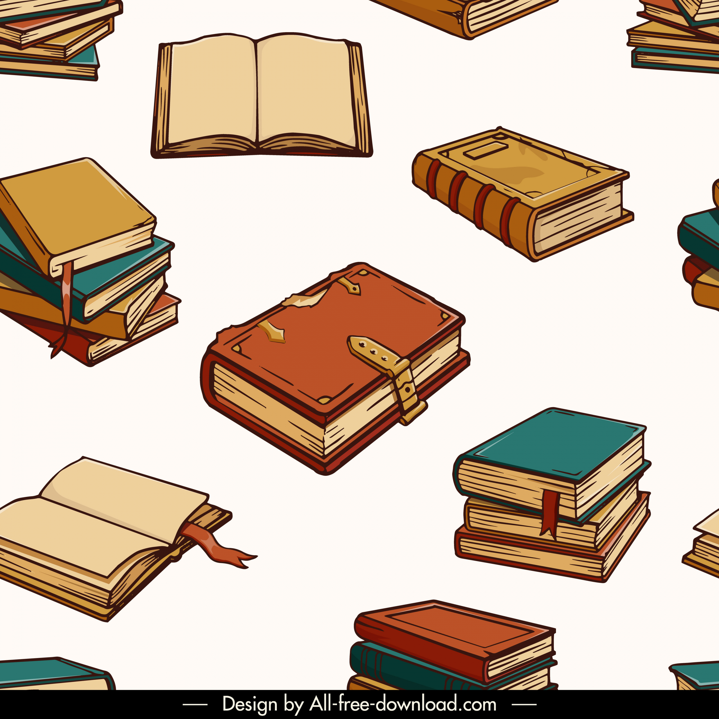 educational pattern template books sketch retro 3d