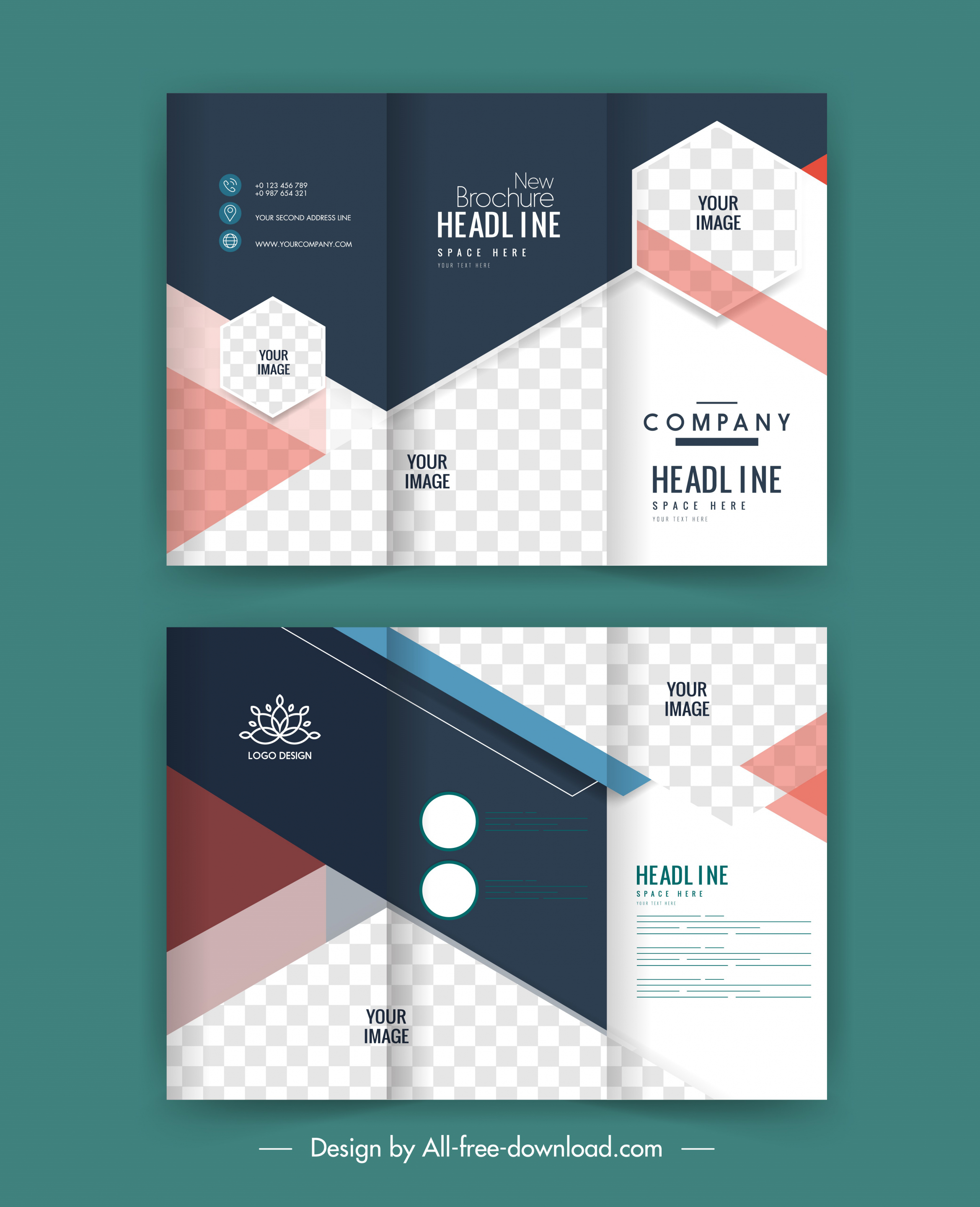 corporate brochure templates modern trifold checkered design