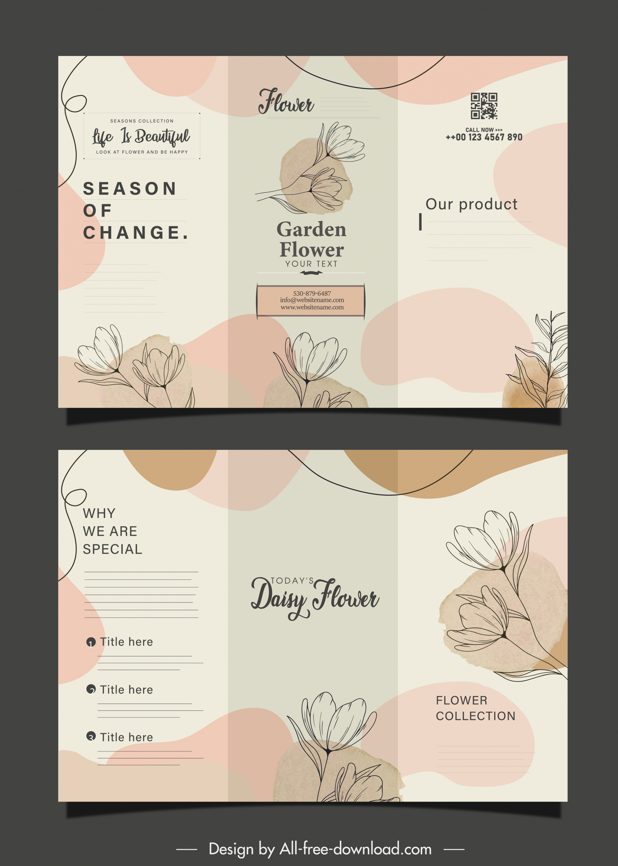 flyer templates elegant classic botanical decor trifold design