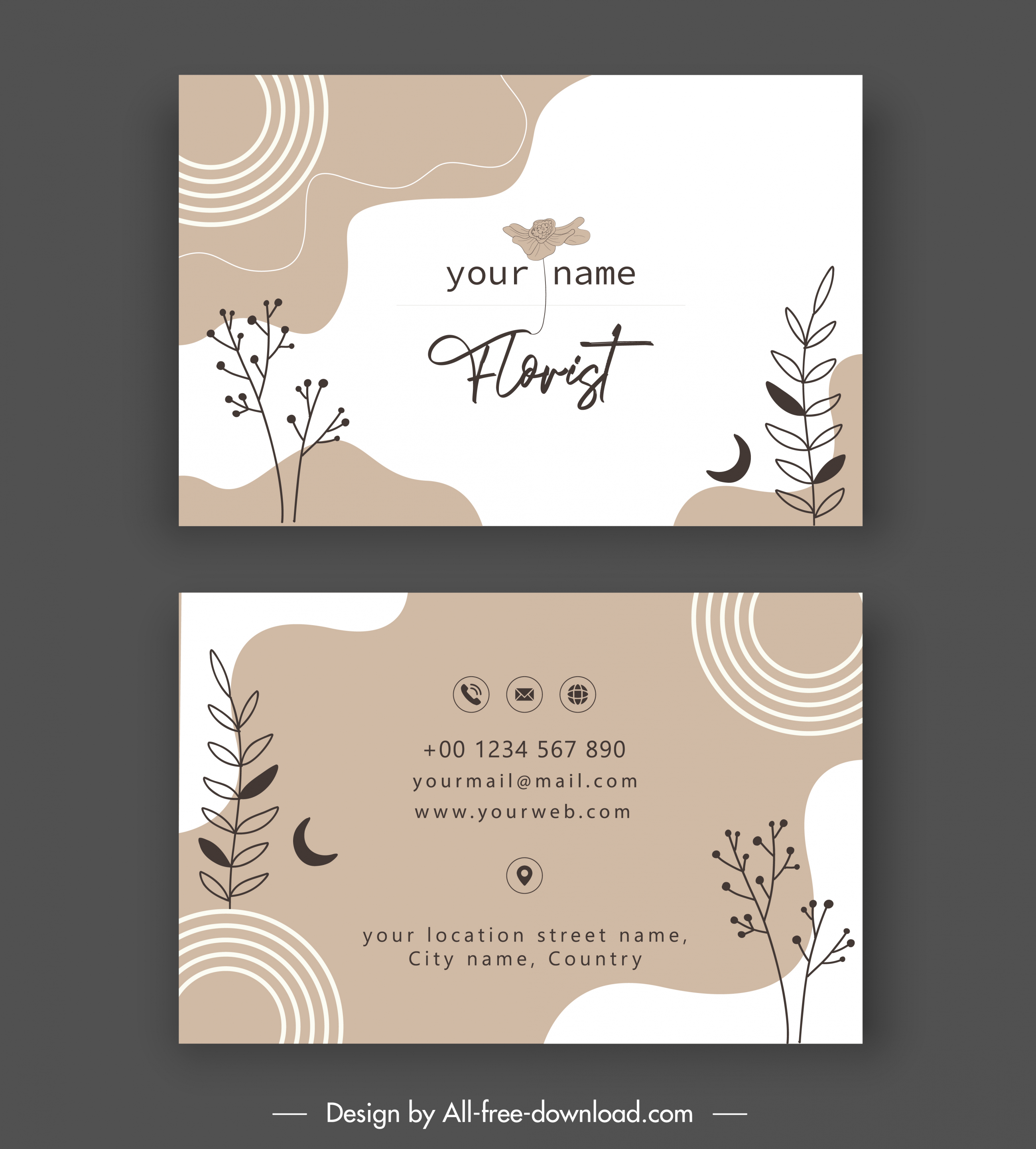 florist business card template elegant handdrawn floral decor