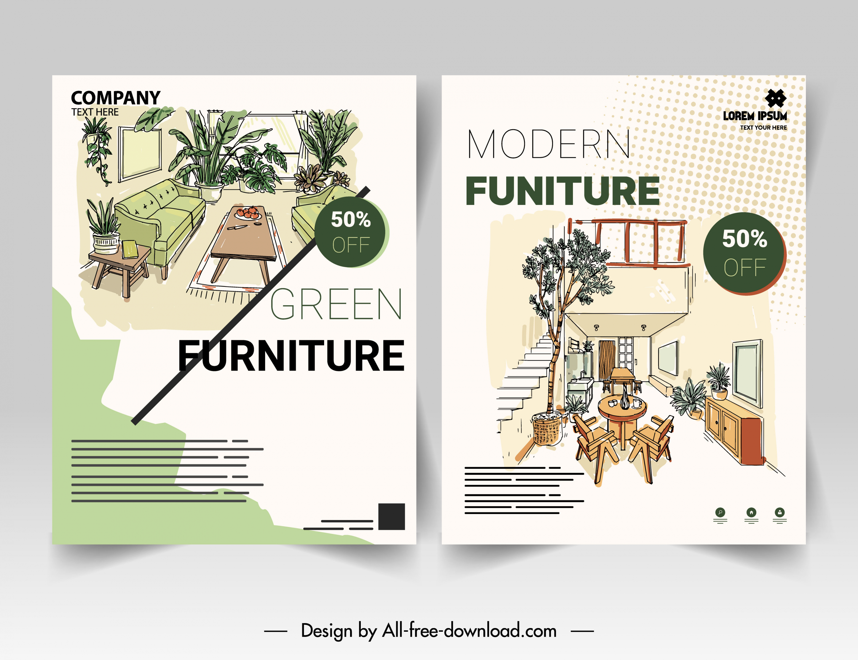 furniture flyer templates elegant handdrawn decor