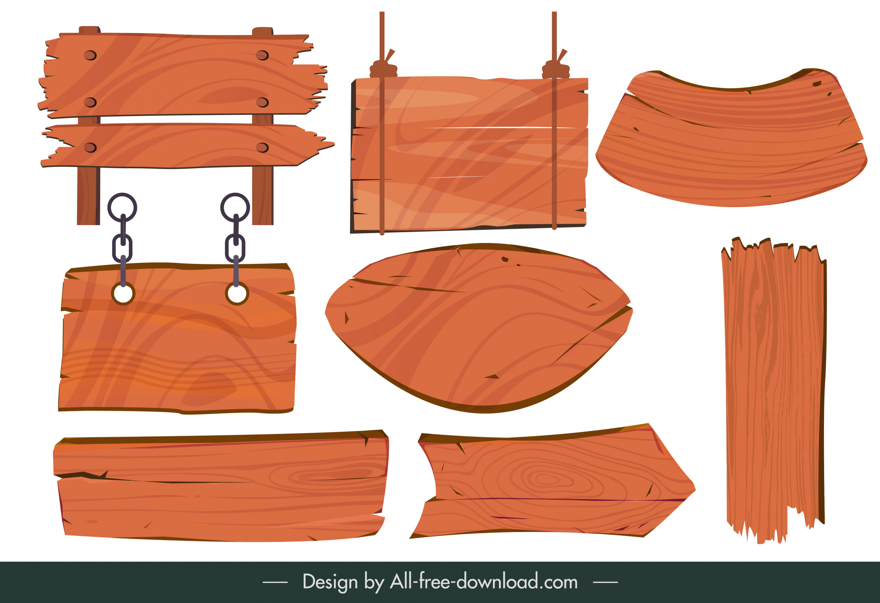 signboard templates wooden plank sketch retro design