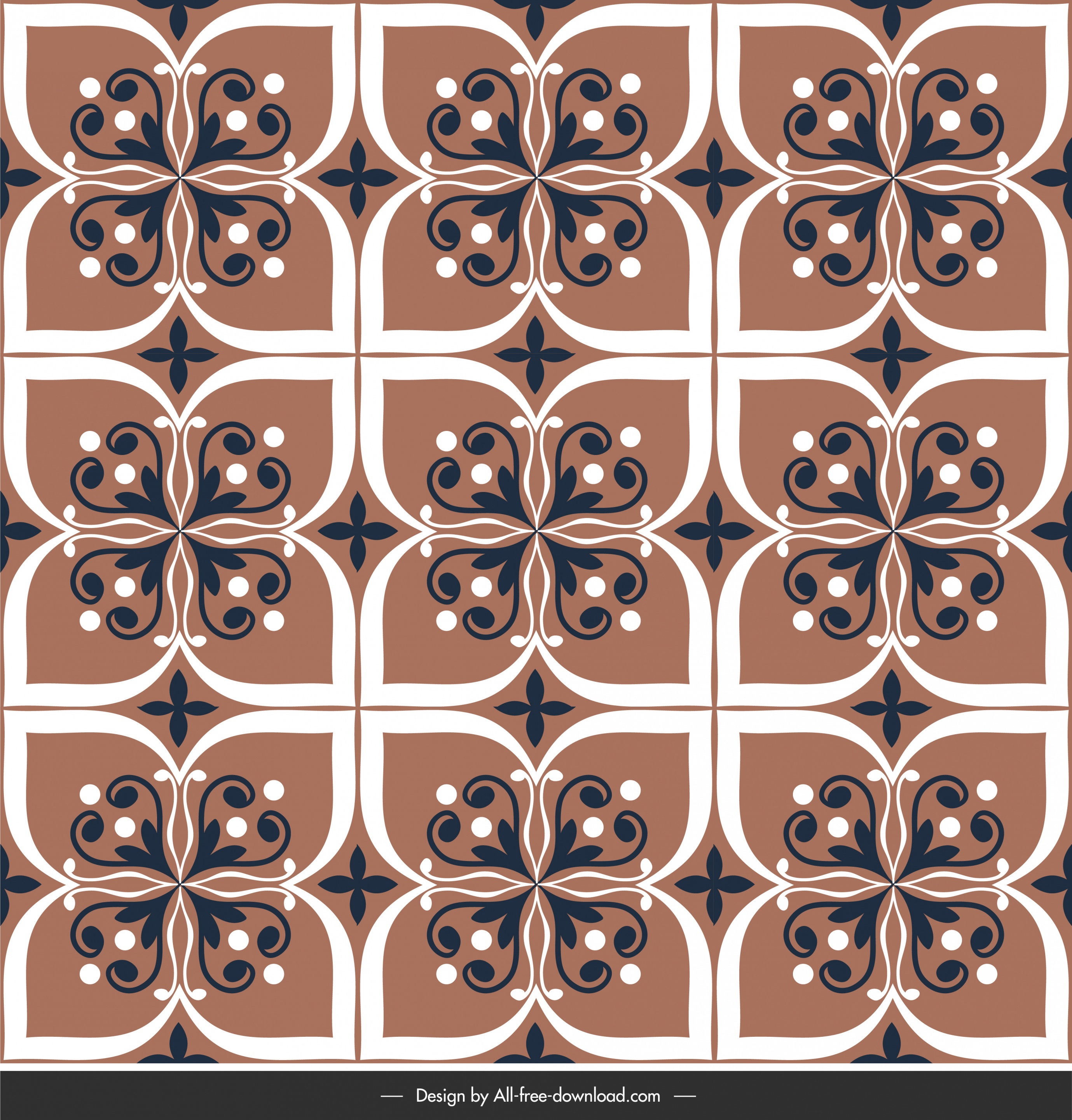 floor tile pattern template symmetrical flat repeating floral