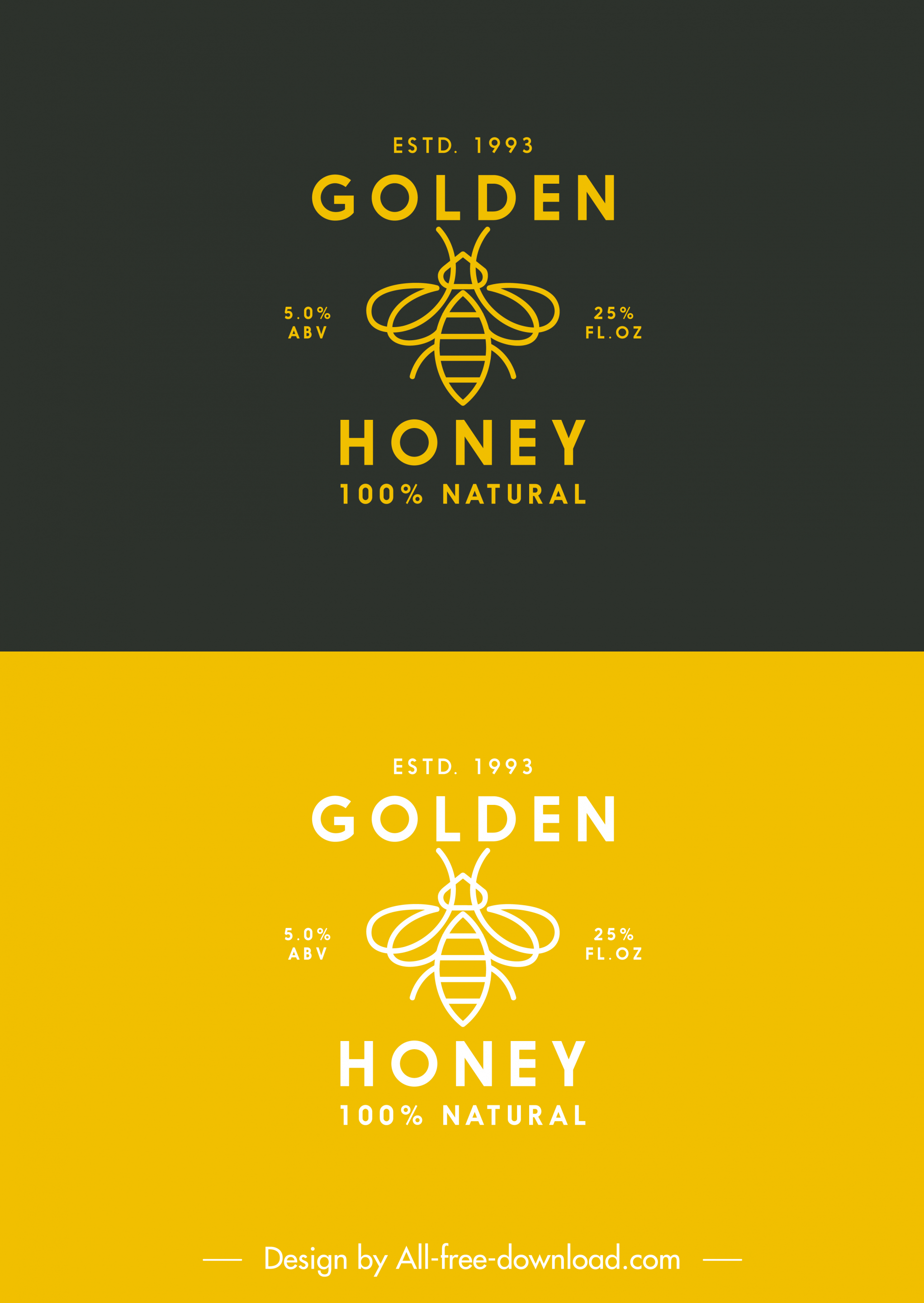 honey bee logotype flat handdrawn sketch