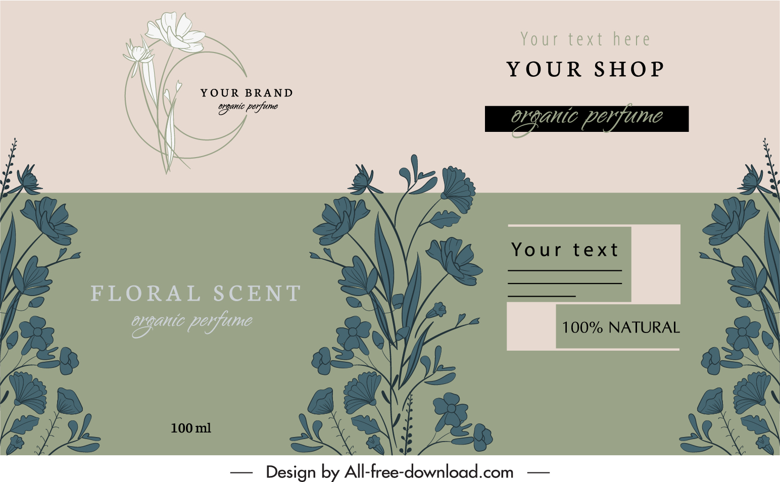 perfume label template elegant classic floral decor