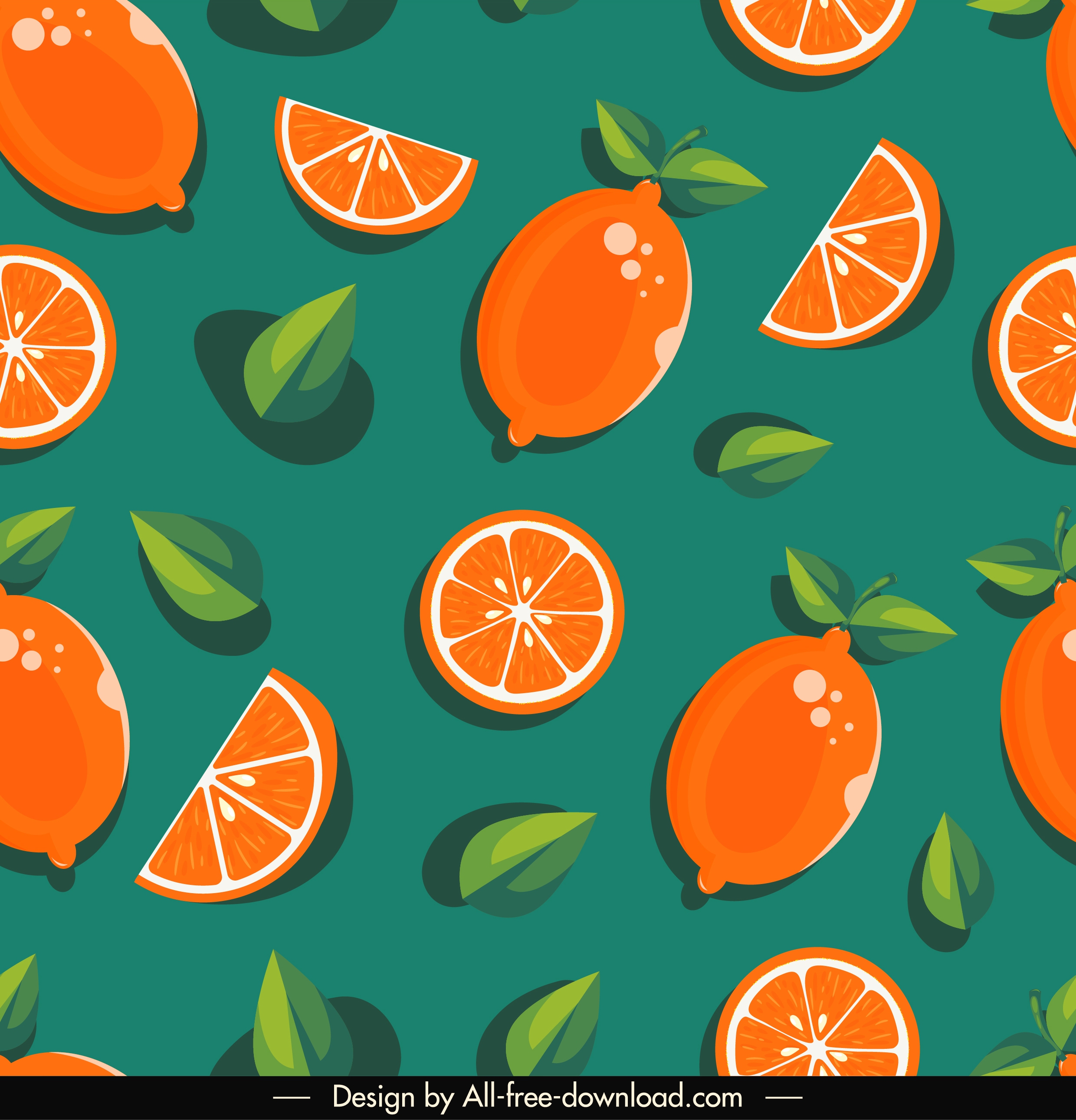 orange slices pattern template flat classical handdrawn repeating