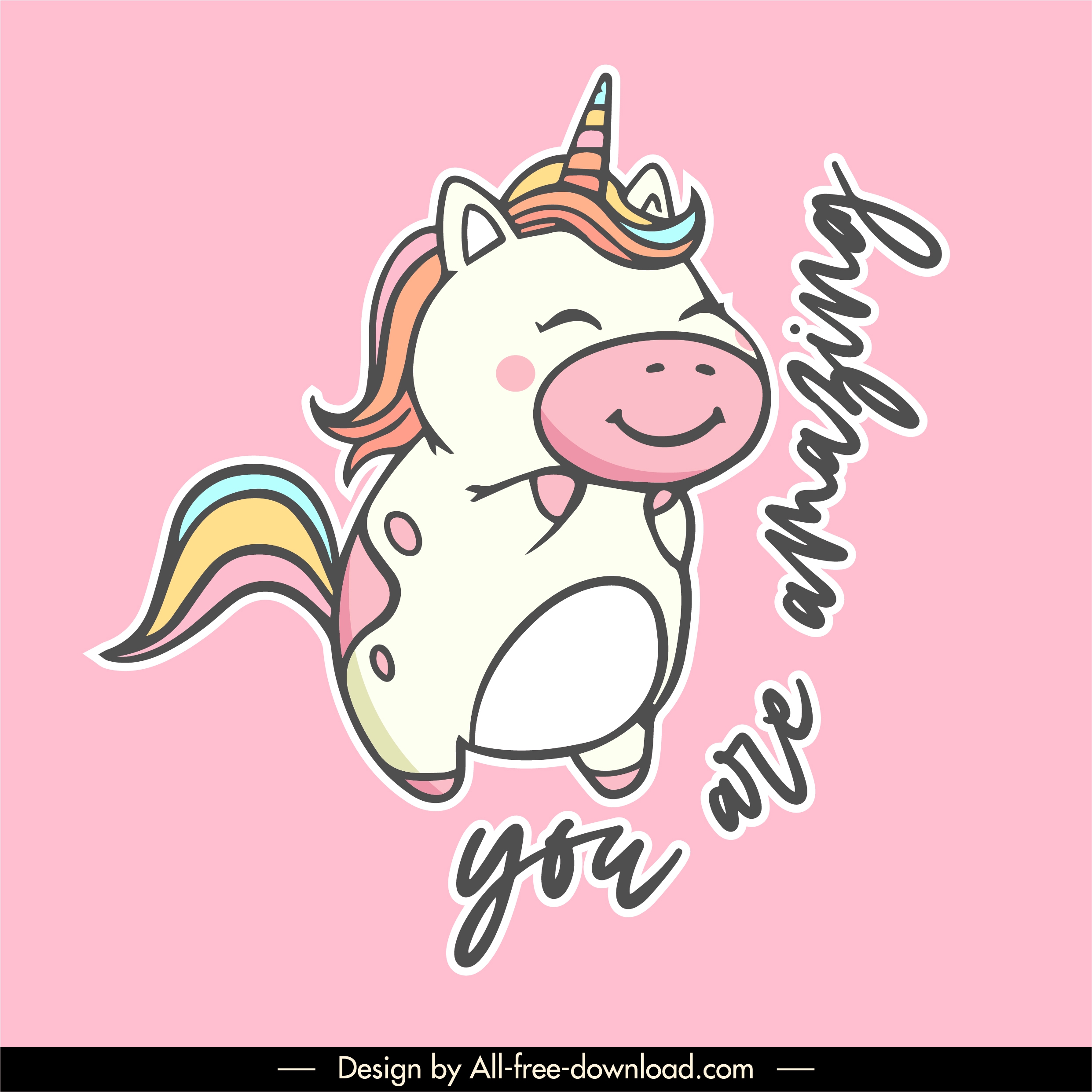 decorative unicorn icon lovely handdrawn cartoon character sketch