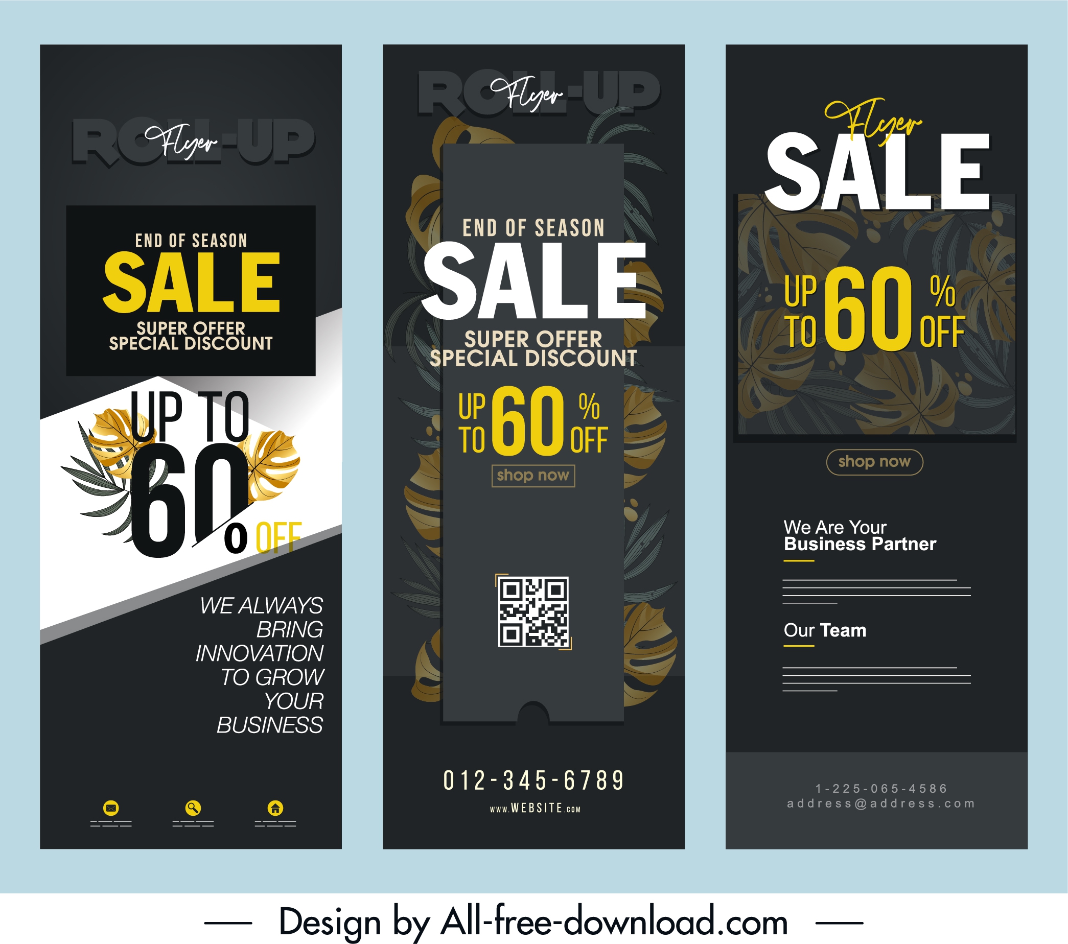 sale banner templates vertical dark design leaf decor