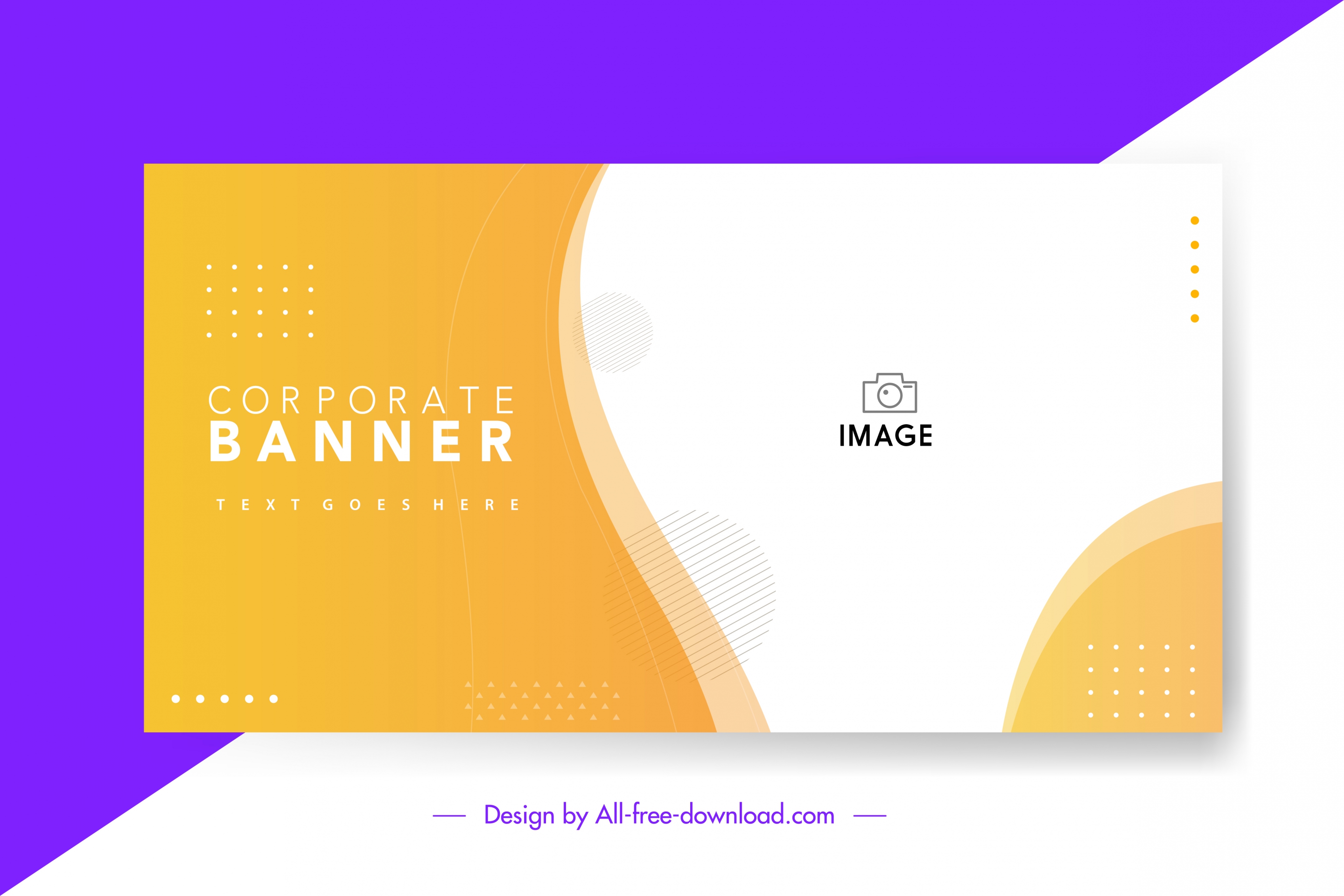 corporate banner template bright orange white curves decor