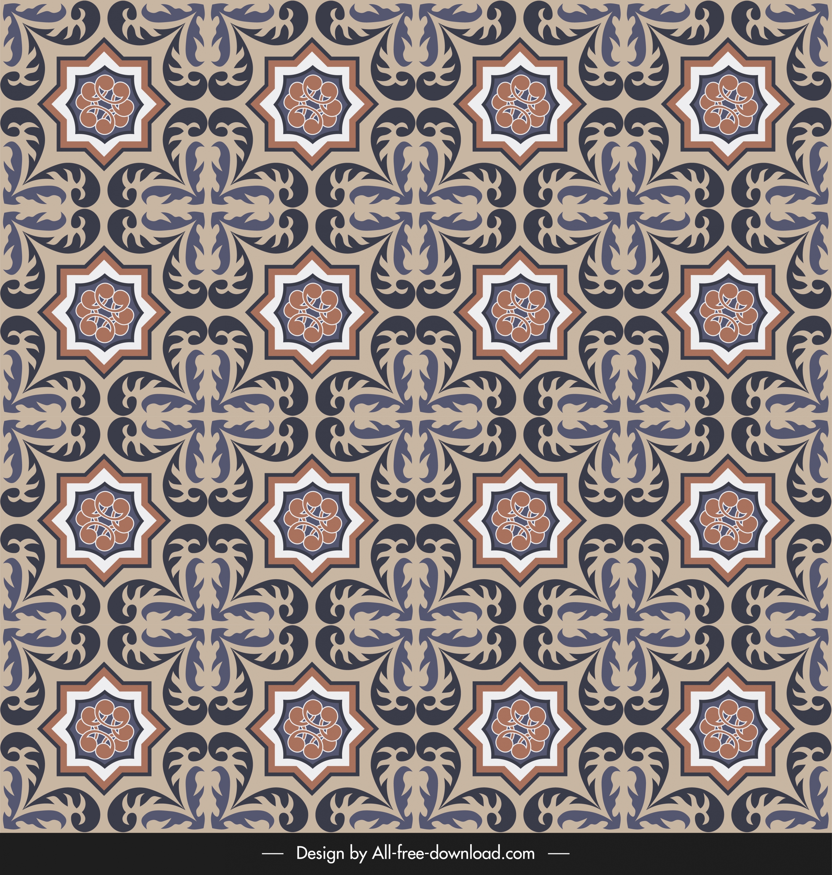 ceramic tile pattern elegant classical repeating symmetric shapes