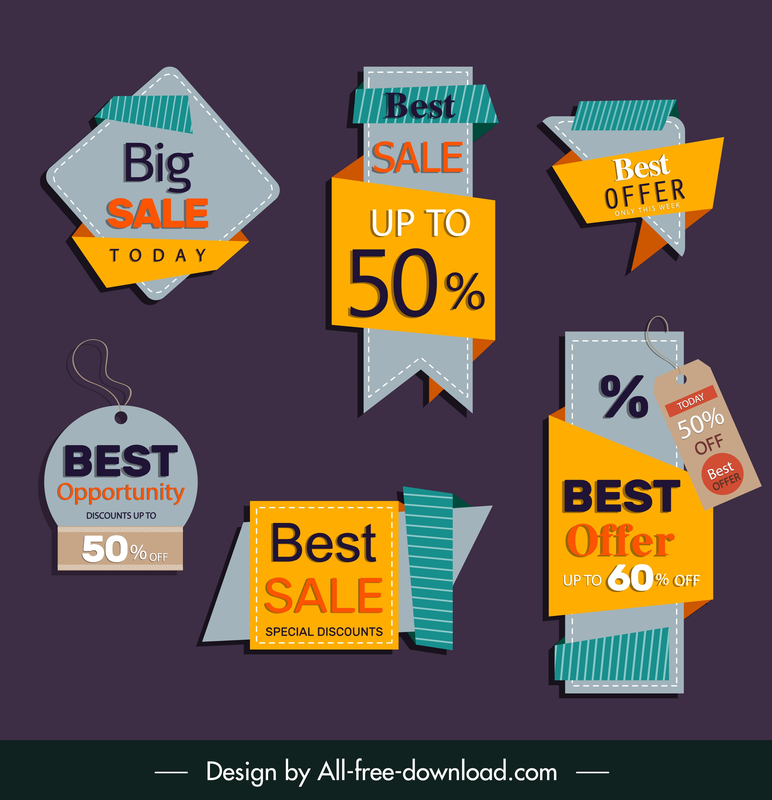 sale tags templates 3d flat shapes classic design