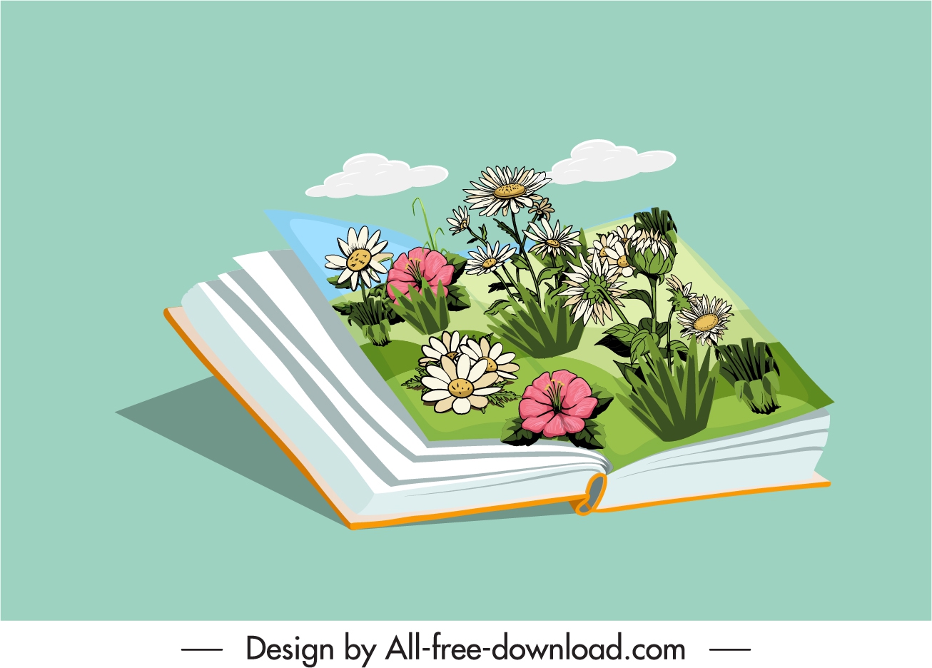 nature book icon colorful 3d floral decor