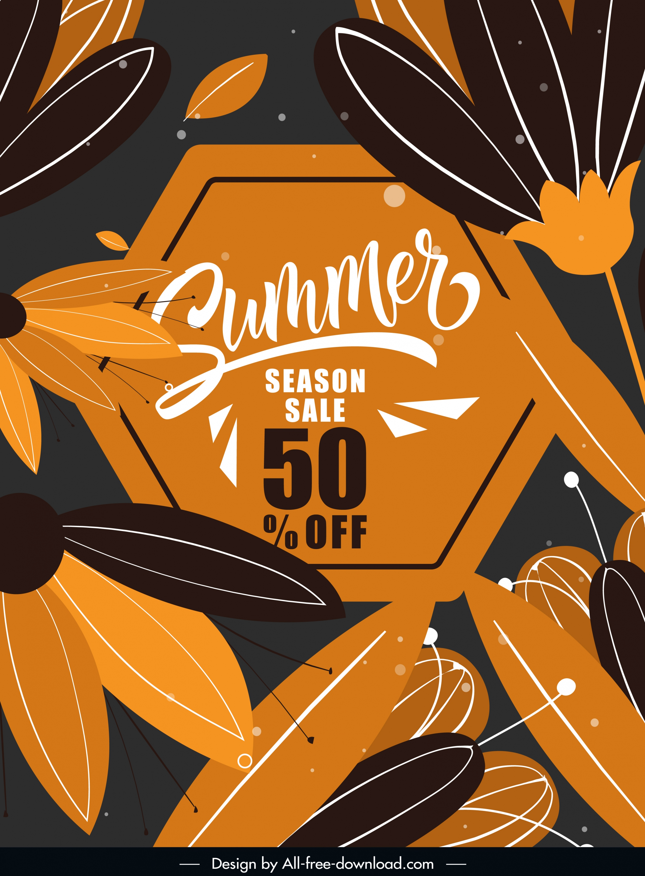 summer sale banner template dark classic flat petals