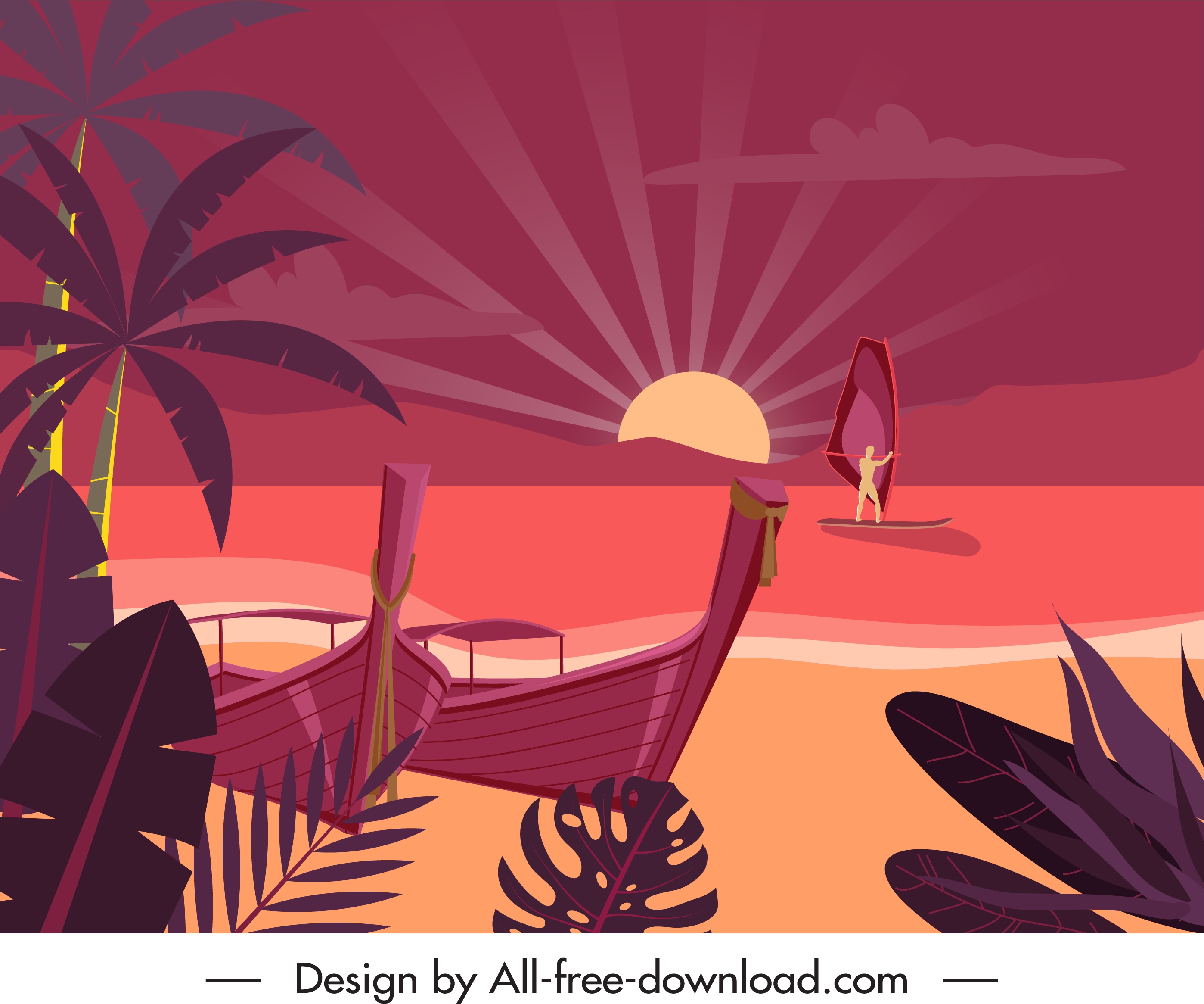 seaside scene background dark colored classic sketch