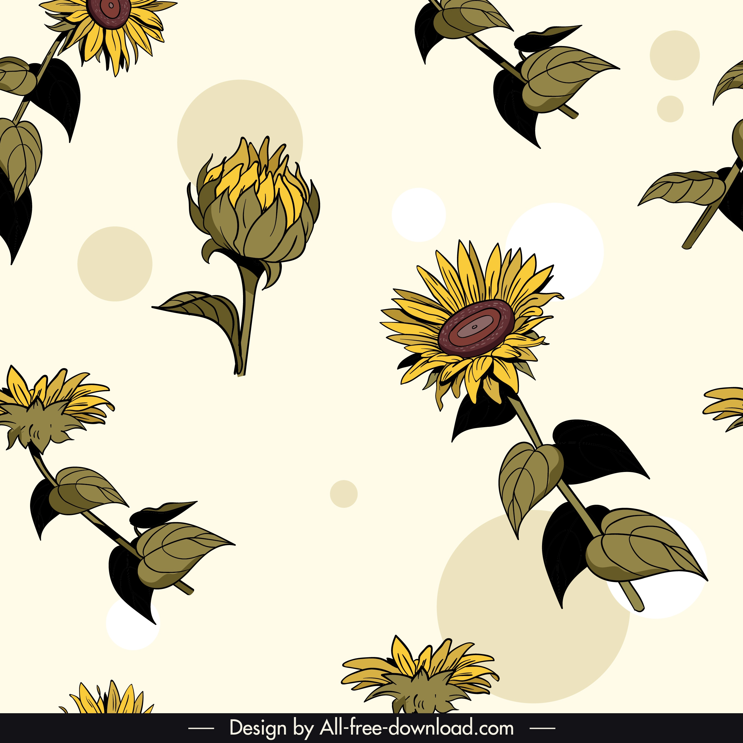 floral pattern template colored retro design