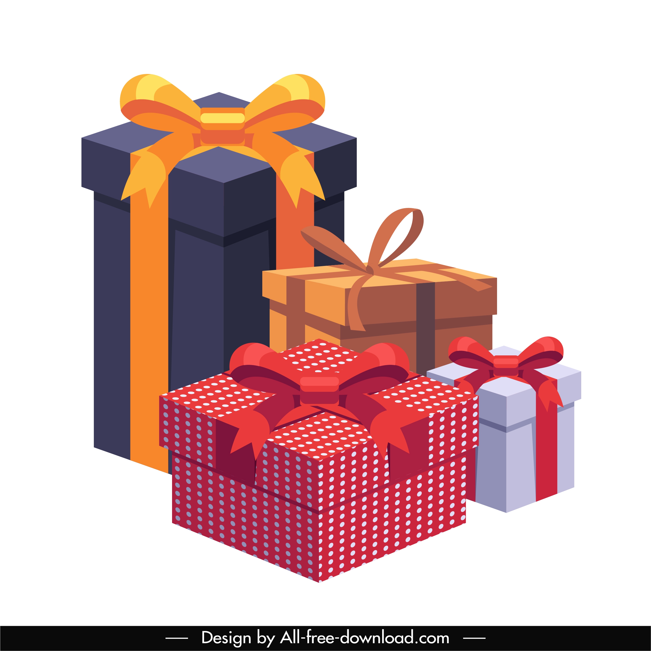 present box design elements colorful modern 3d sketch