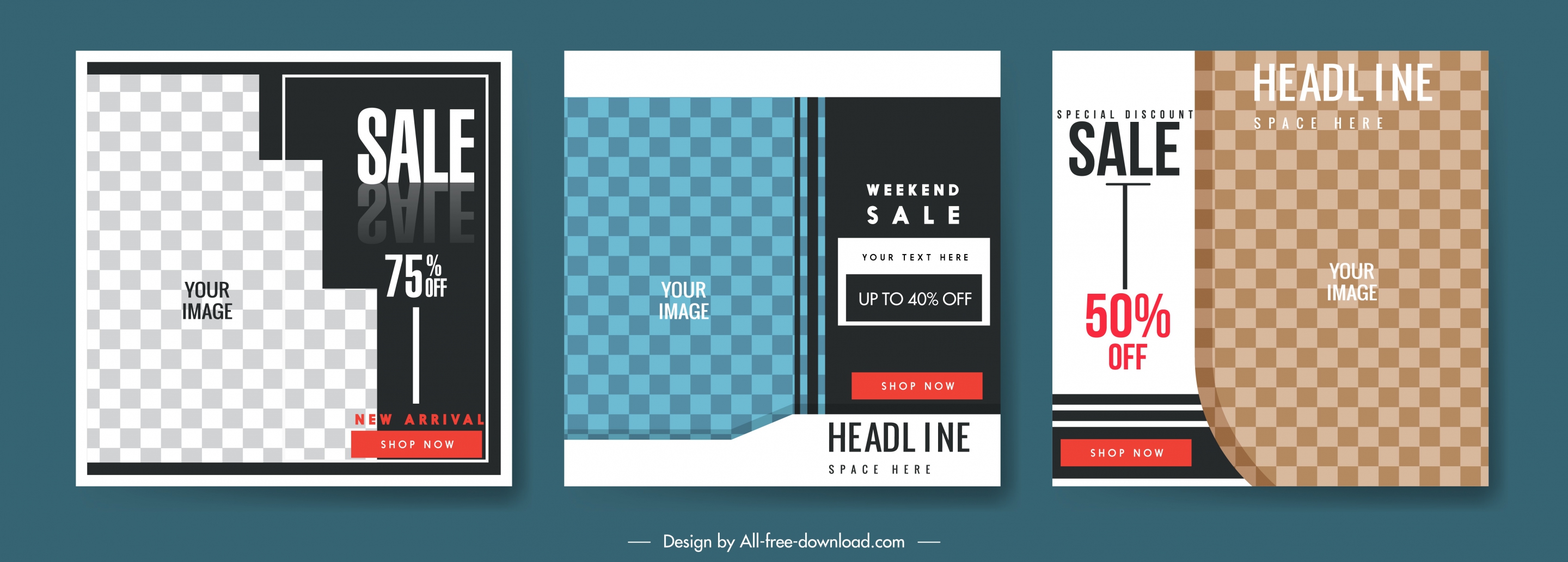 sales banners templates elegant checkered decor