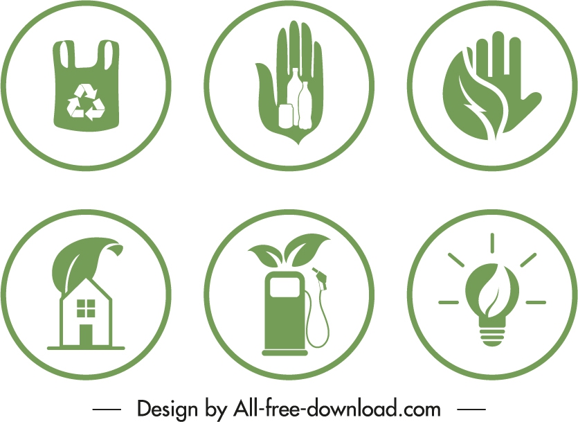 eco badge templates circle shapes green flat symbols