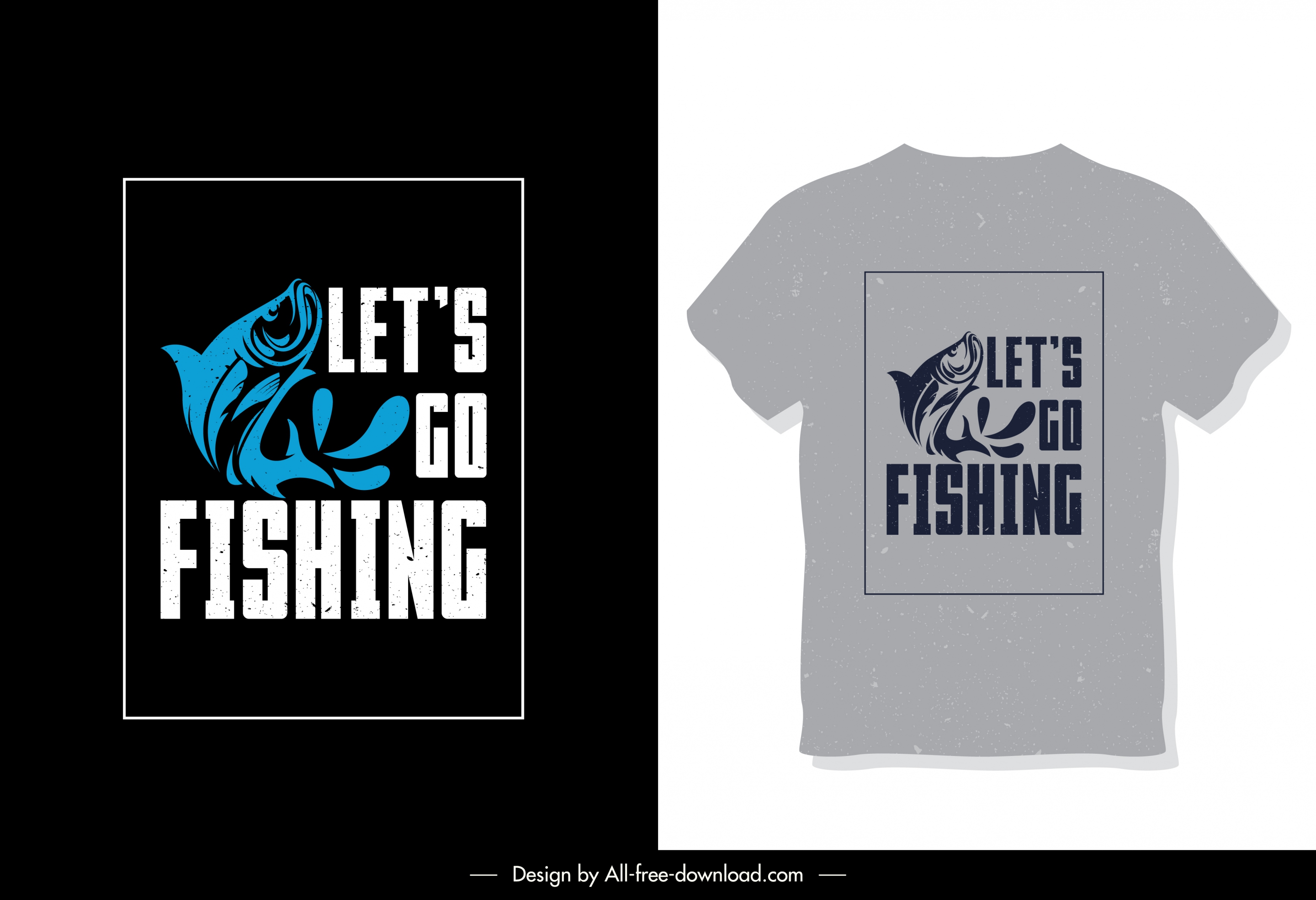 t shirt template fish icon texts decor