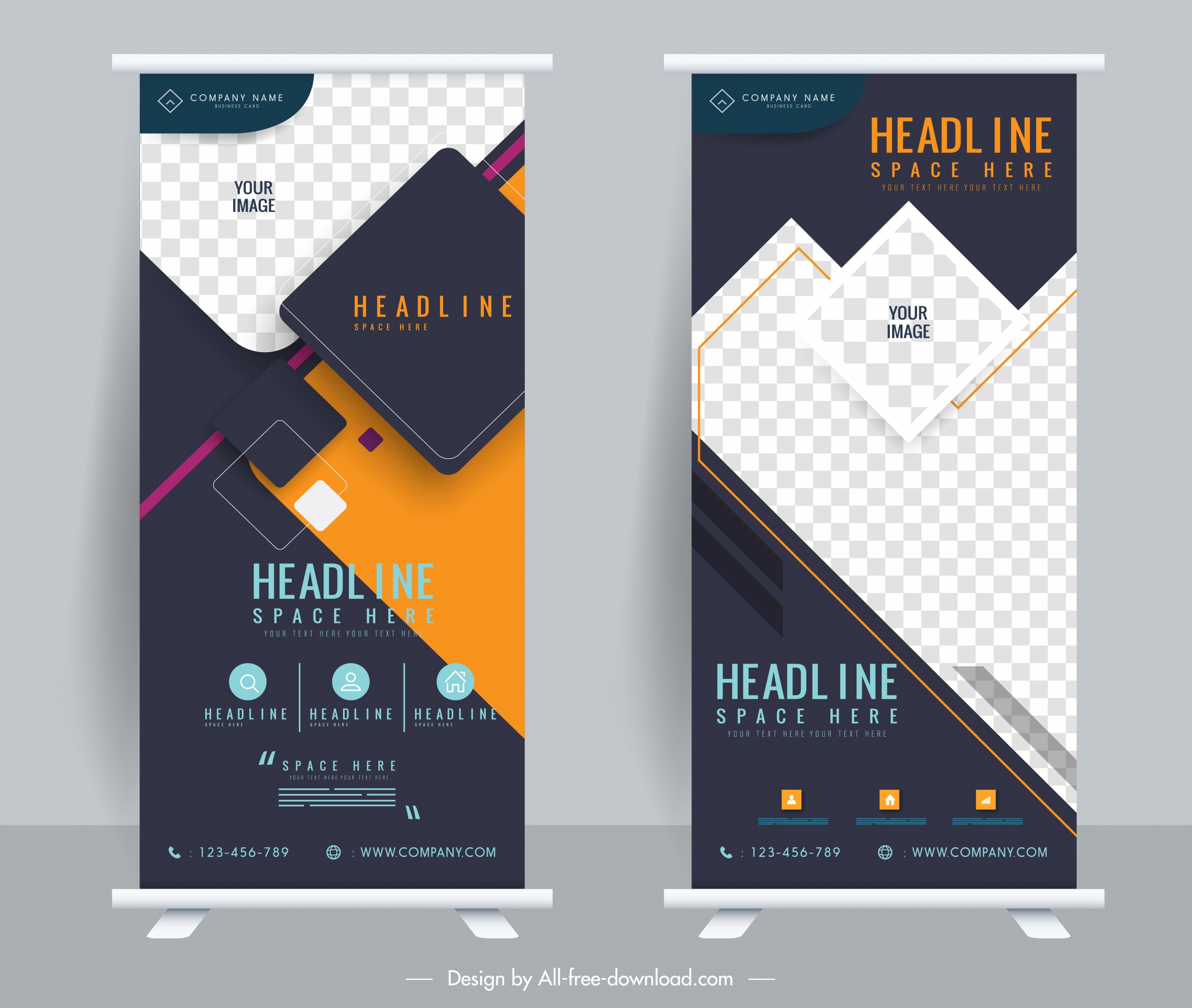 corporate banner templates standee shape modern geometric decor