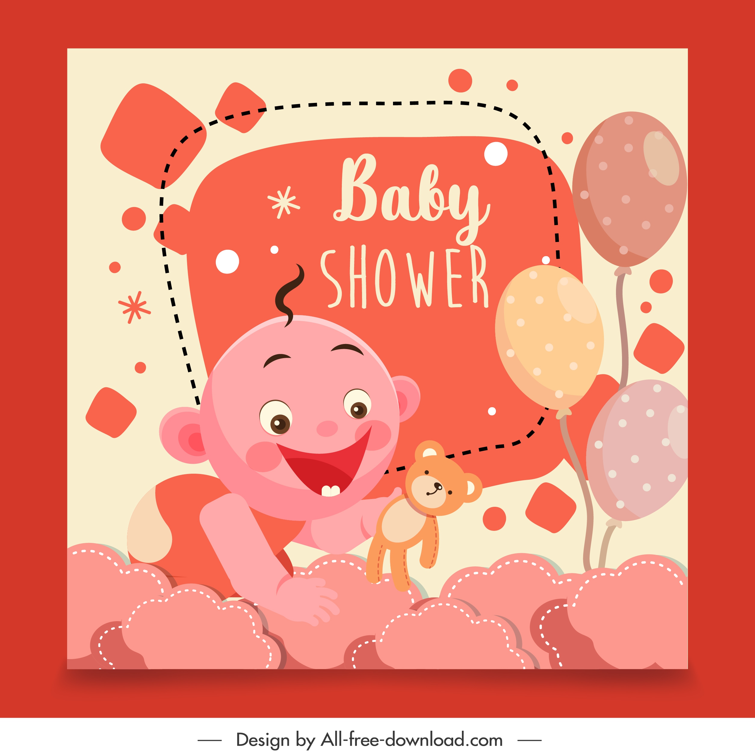 baby shower background joyful kid decor colorful flat