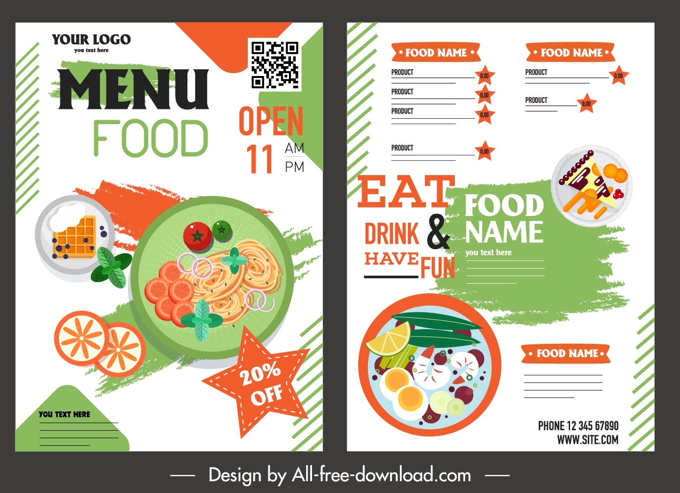 menu template bright colorful flat decor