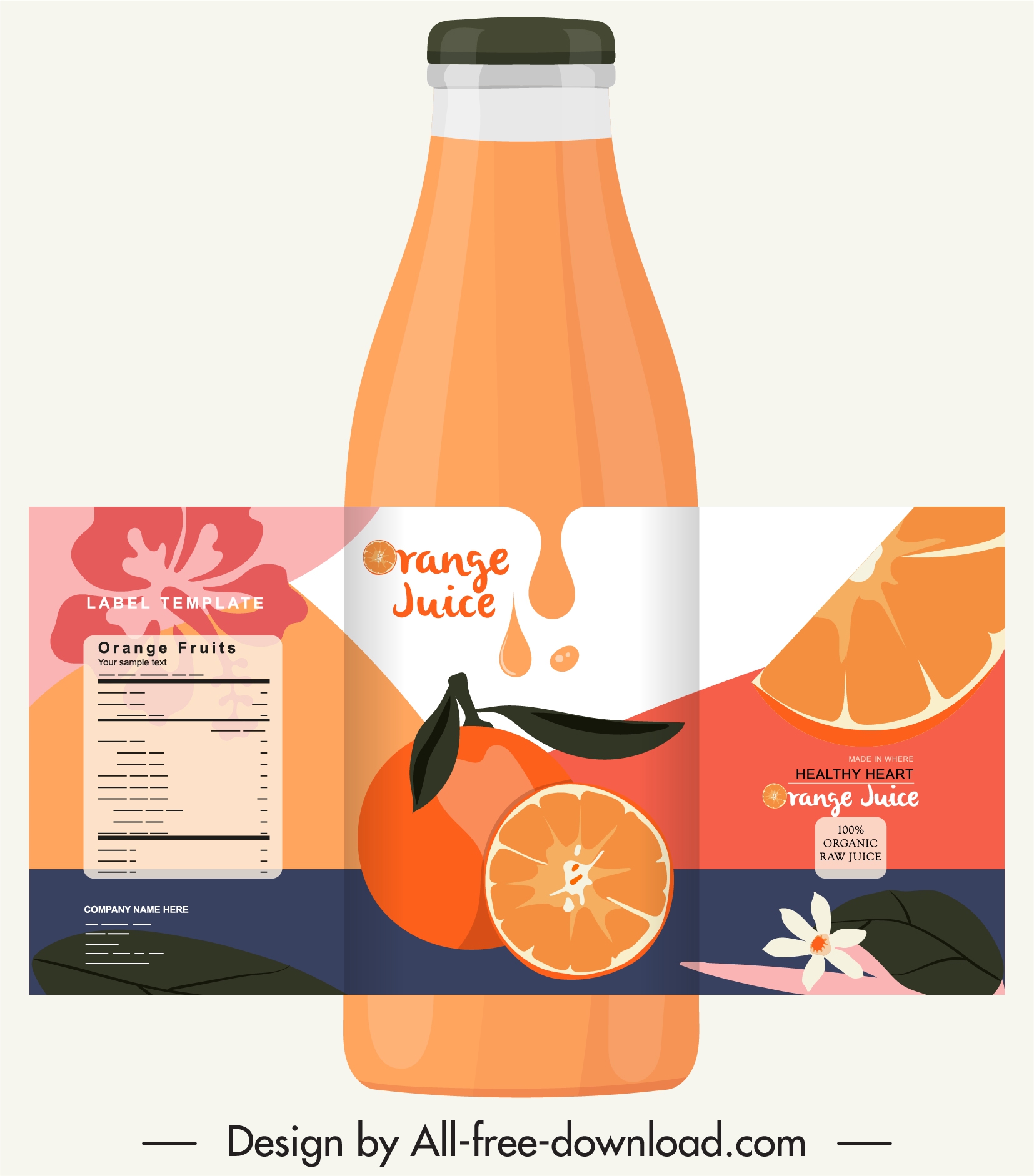 orange juice bottle template colorful retro decor