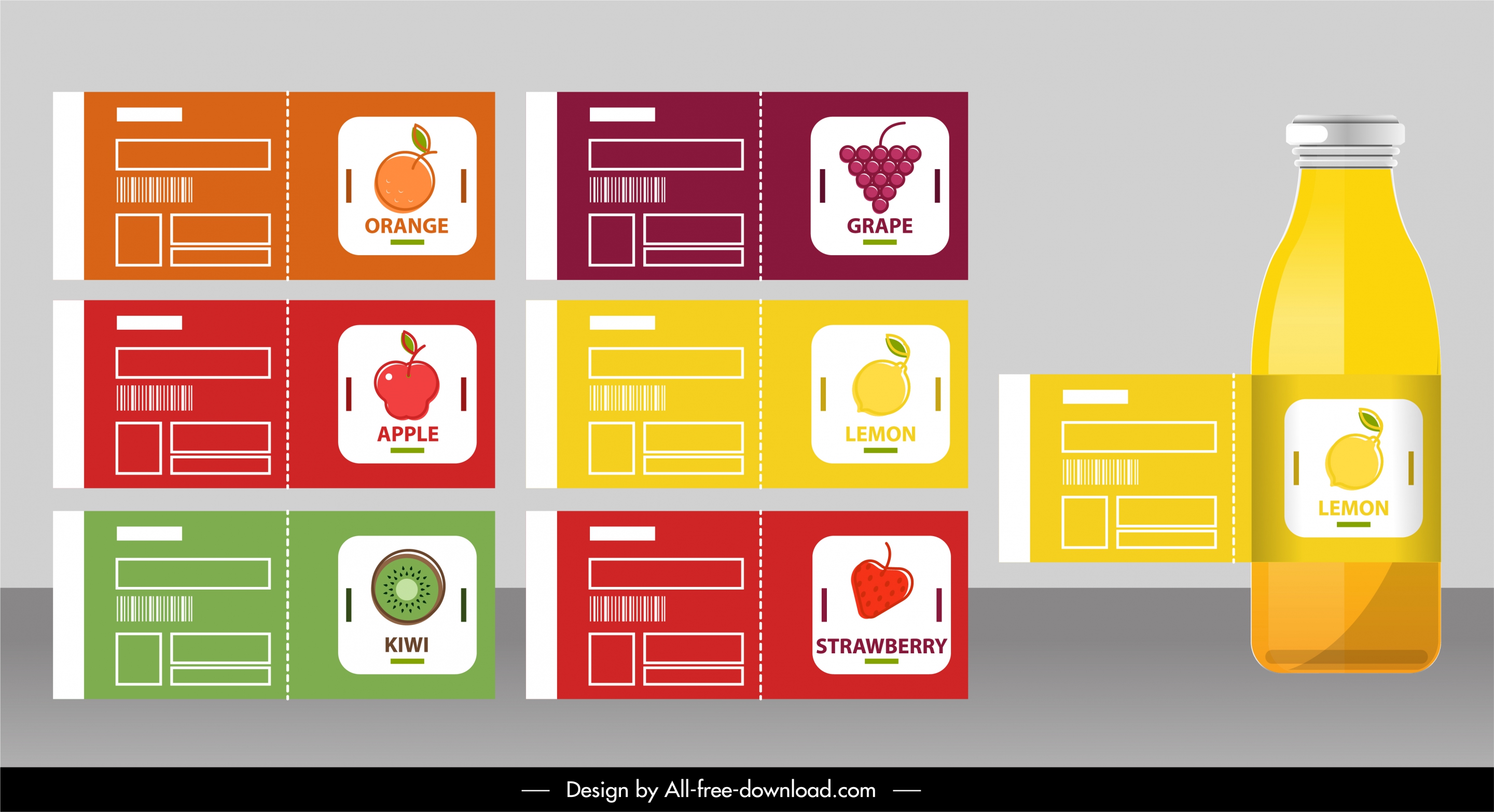 fruit badge templates modern colored flat decor